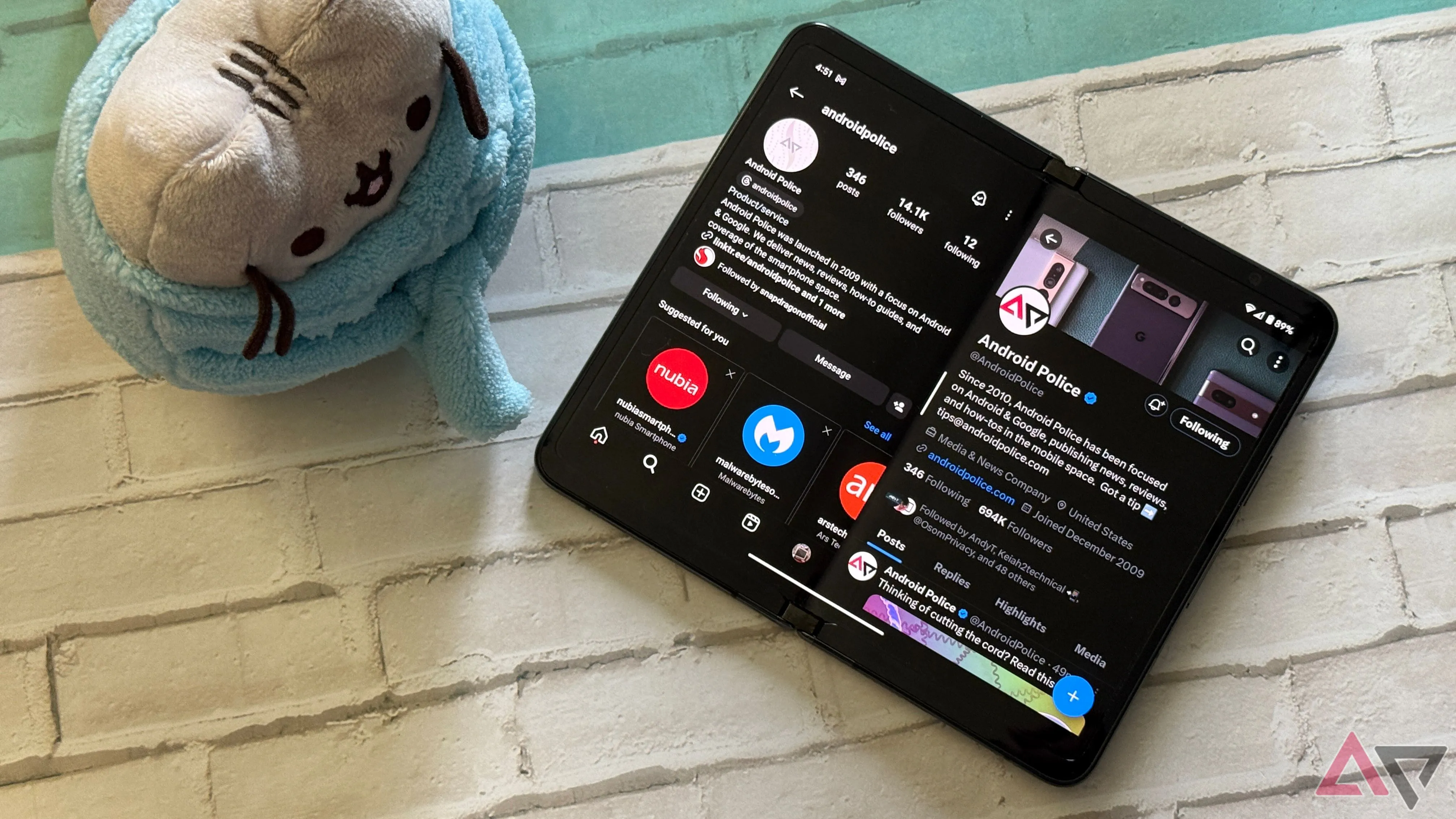 Ảnh chụp màn hình đa nhiệm (App Pair) trên Google Pixel Fold.