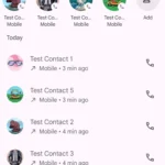 Ảnh chụp màn hình hiển thị mục Danh bạ yêu thích (Favorites) trong ứng dụng Google Phone nằm ở đầu danh sách cuộc gọi gần đây (Recent)