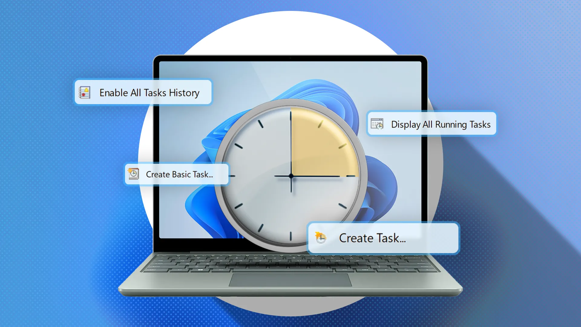 Biểu tượng Task Scheduler (Lập lịch tác vụ) trên màn hình Windows 11.