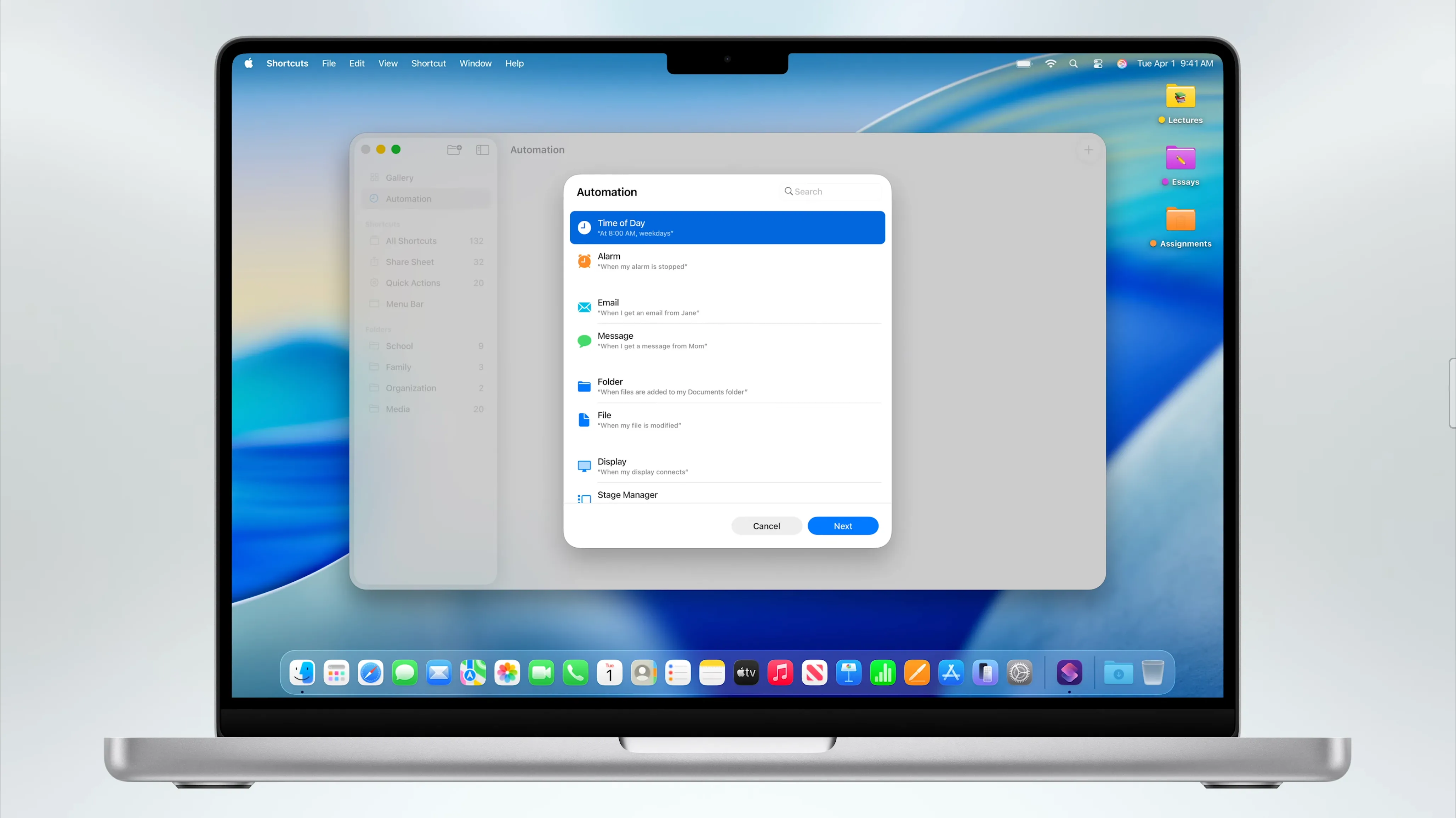 Các tùy chọn trình kích hoạt tự động hóa Shortcuts mới trong macOS 26 Tahoe