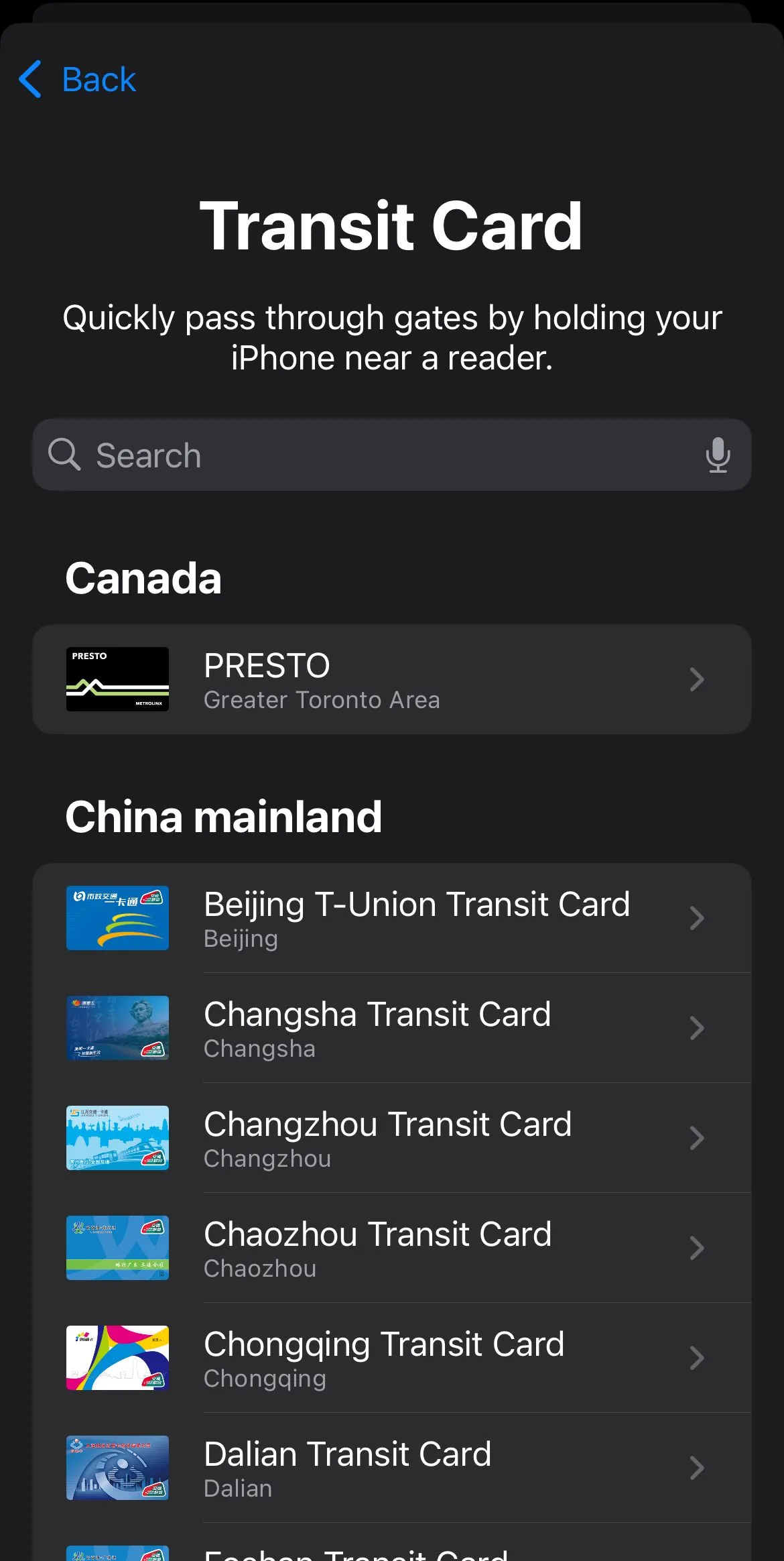 Danh sách các loại thẻ tàu xe công cộng có thể thêm vào Apple Wallet tại một số khu vực