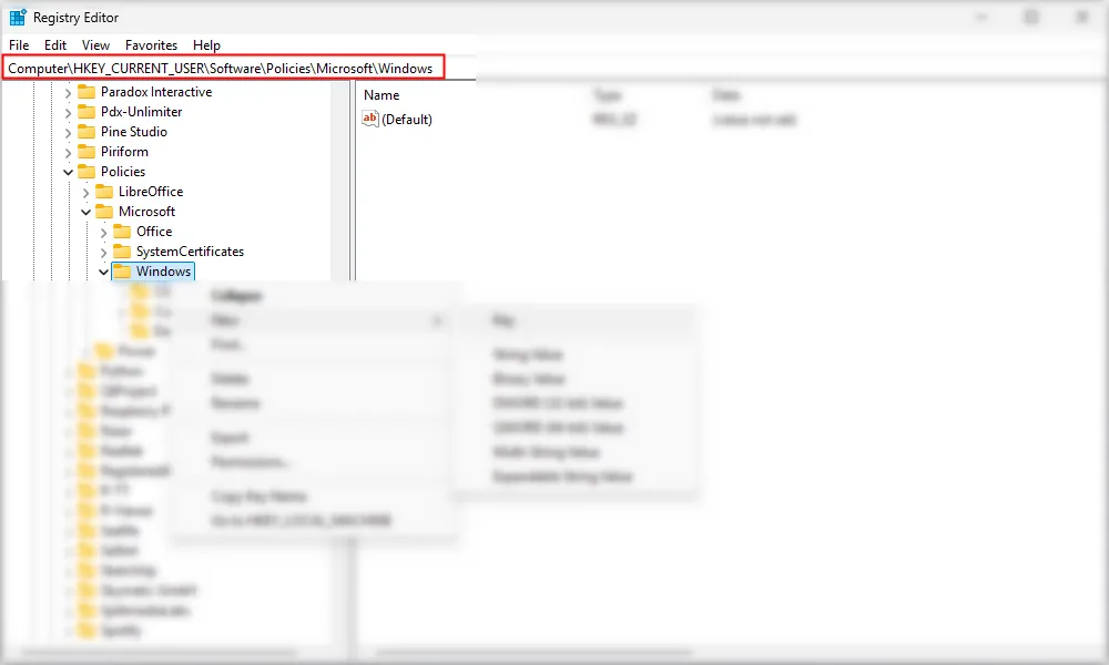 Đường dẫn Registry để tắt Bing search Windows 11