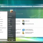 Giao diện Aero trong suốt trên Windows Vista, hiển thị thanh tiêu đề cửa sổ và thanh tác vụ mờ ảo nhìn xuyên qua nền.