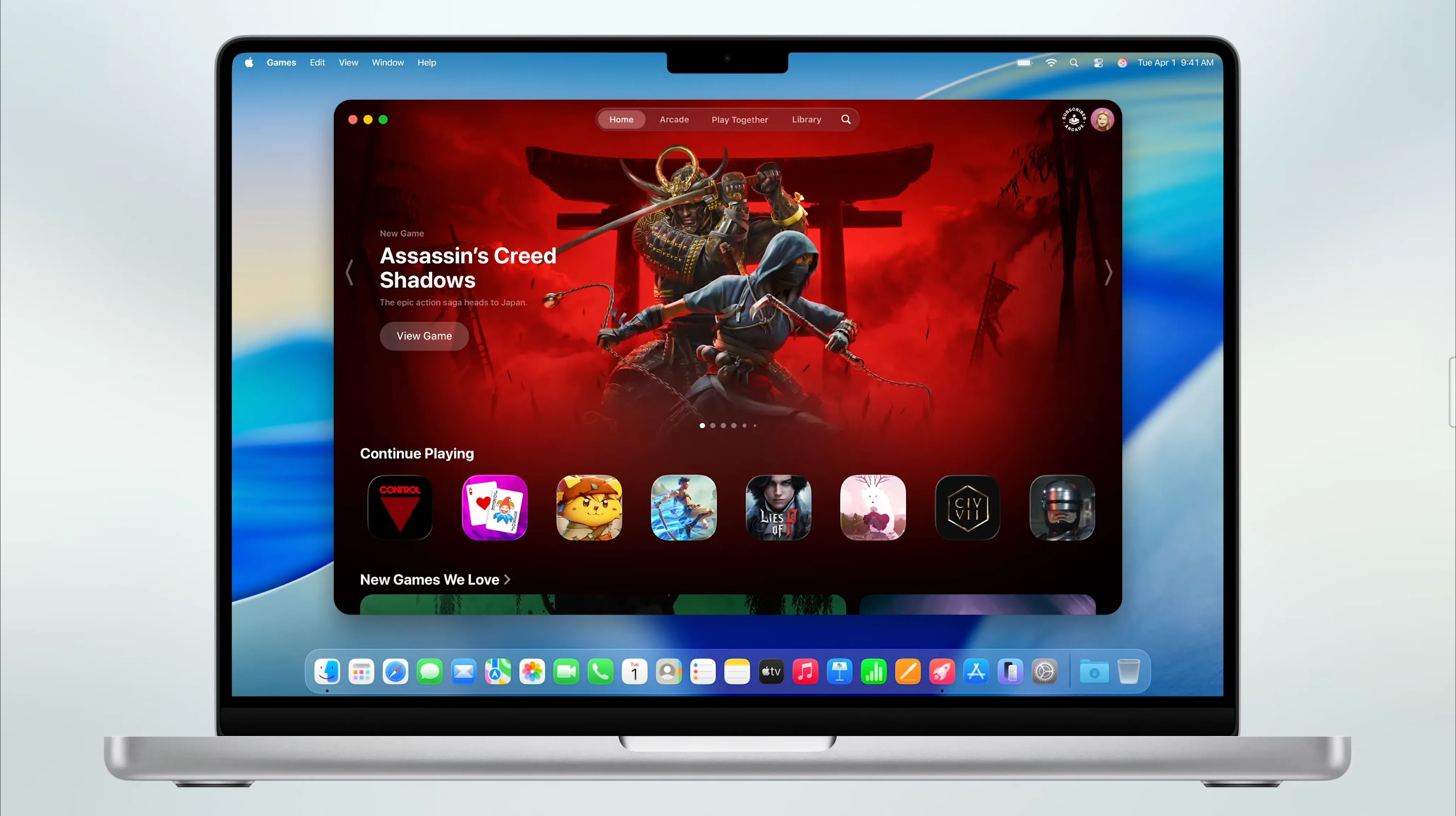 Giao diện ứng dụng Trò chơi trong macOS 26 Tahoe