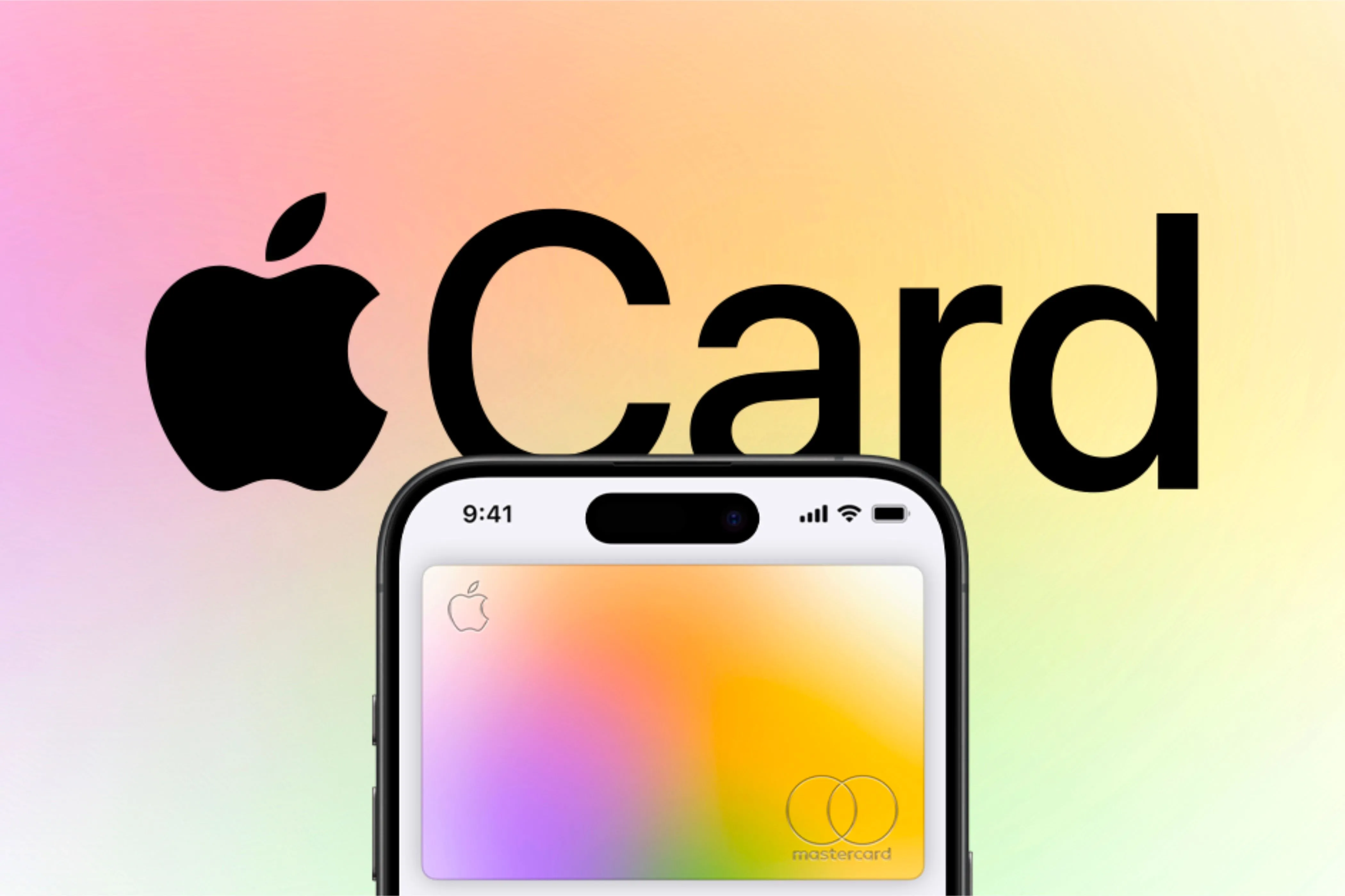 Logo Apple Card phía sau iPhone hiển thị thẻ Apple Card trong Wallet