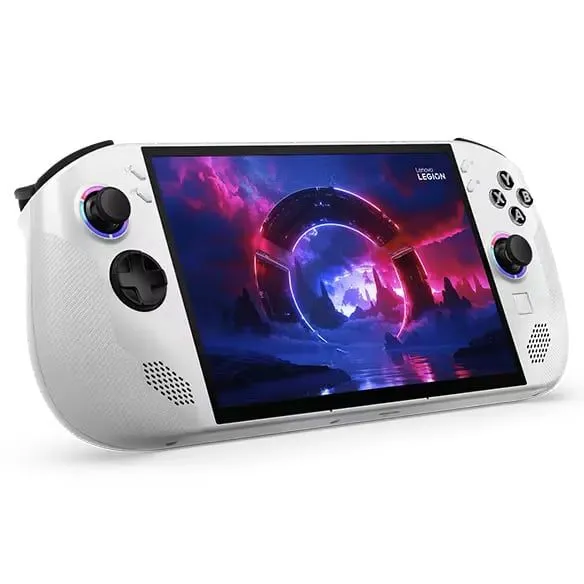 Máy chơi game cầm tay Lenovo Legion Go S chạy hệ điều hành Windows hoặc SteamOS, được dùng để so sánh hiệu năng gaming.