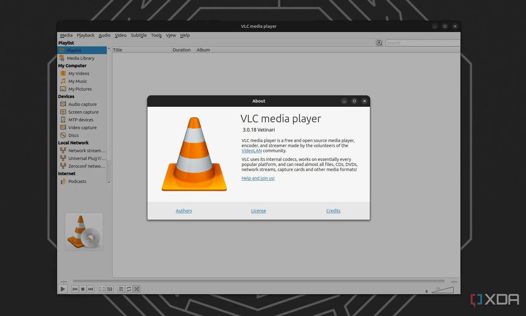 Ảnh chụp màn hình ứng dụng VLC Media Player trên Linux