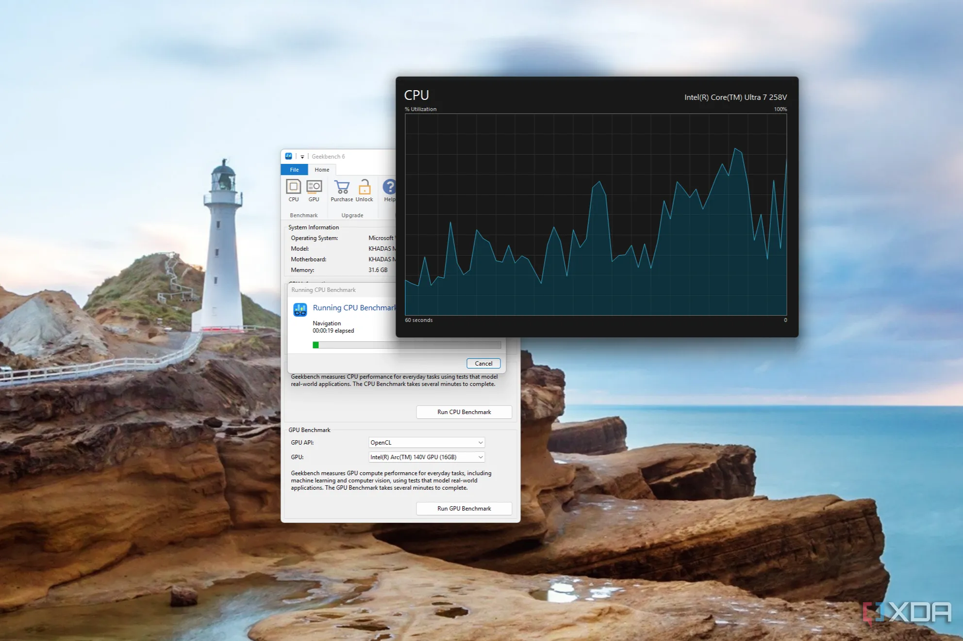 Biểu đồ sử dụng CPU trong Trình quản lý Tác vụ Windows 11 được phóng to để theo dõi hiệu suất