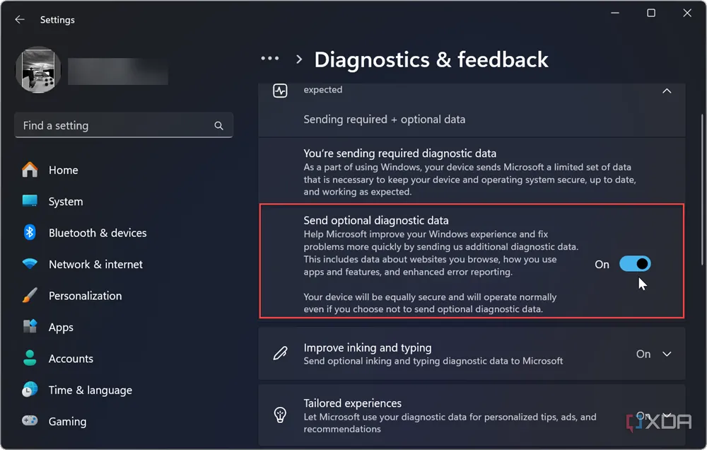 Cách bật cài đặt dữ liệu chẩn đoán (telemetry) trên Windows 11