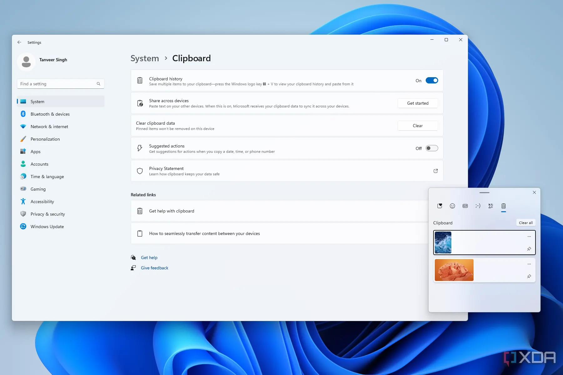 Cài đặt lịch sử và đồng bộ Clipboard trên Windows 11