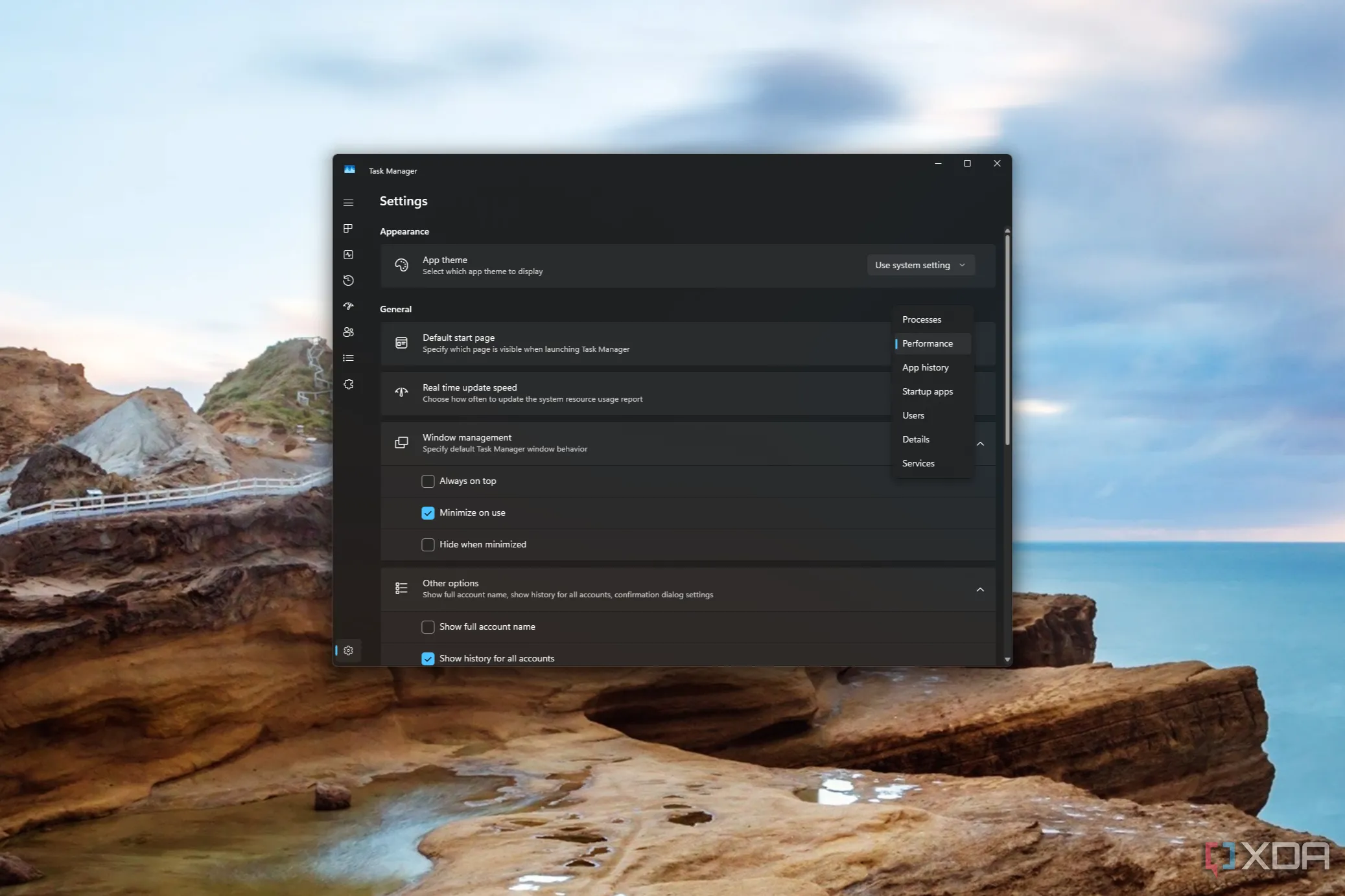 Cài đặt Trình quản lý Tác vụ Windows 11 cho phép thay đổi tab mặc định khi khởi động