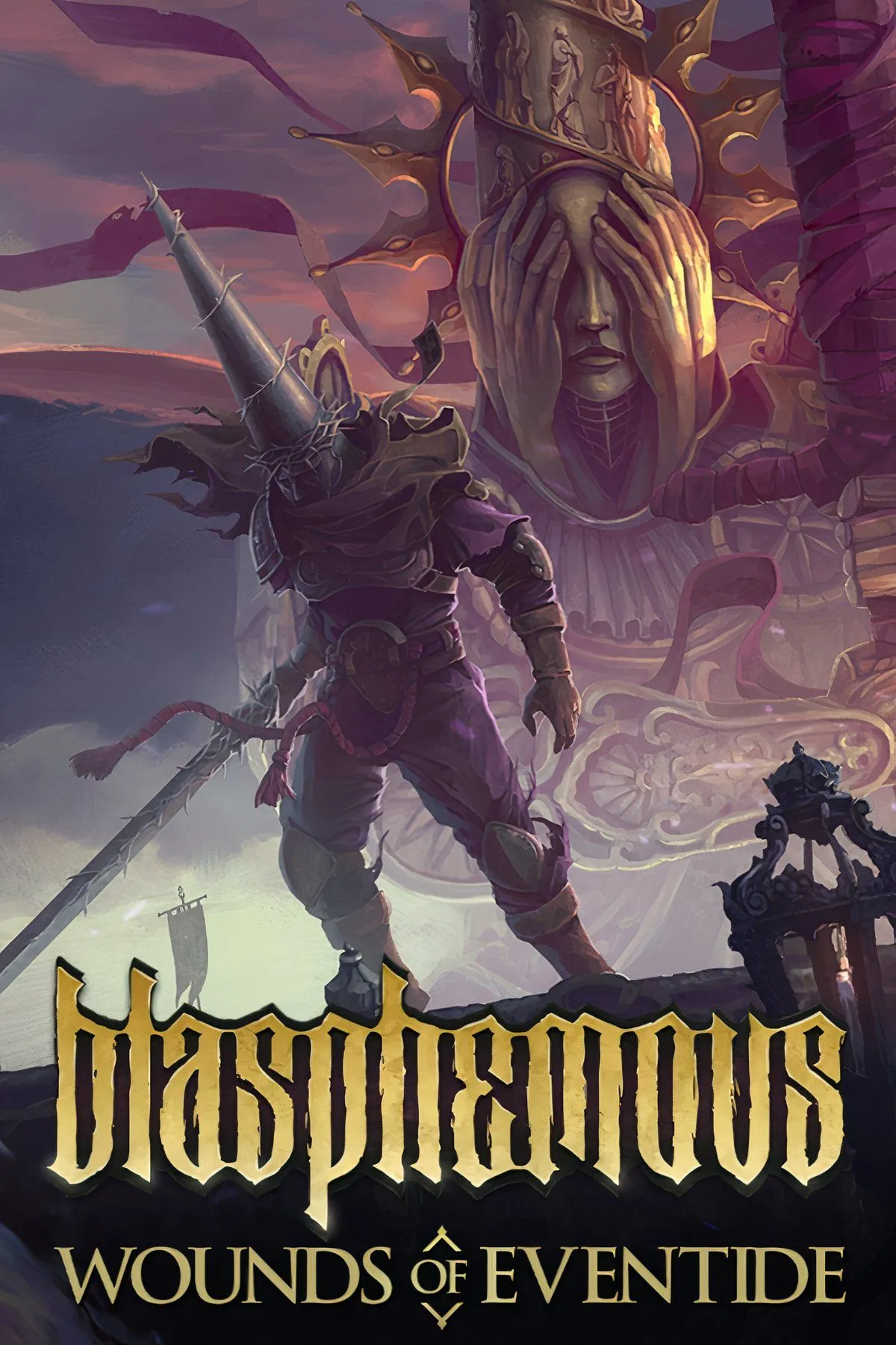 Cảnh chiến đấu trong game Blasphemous với đồ họa pixel art kinh dị