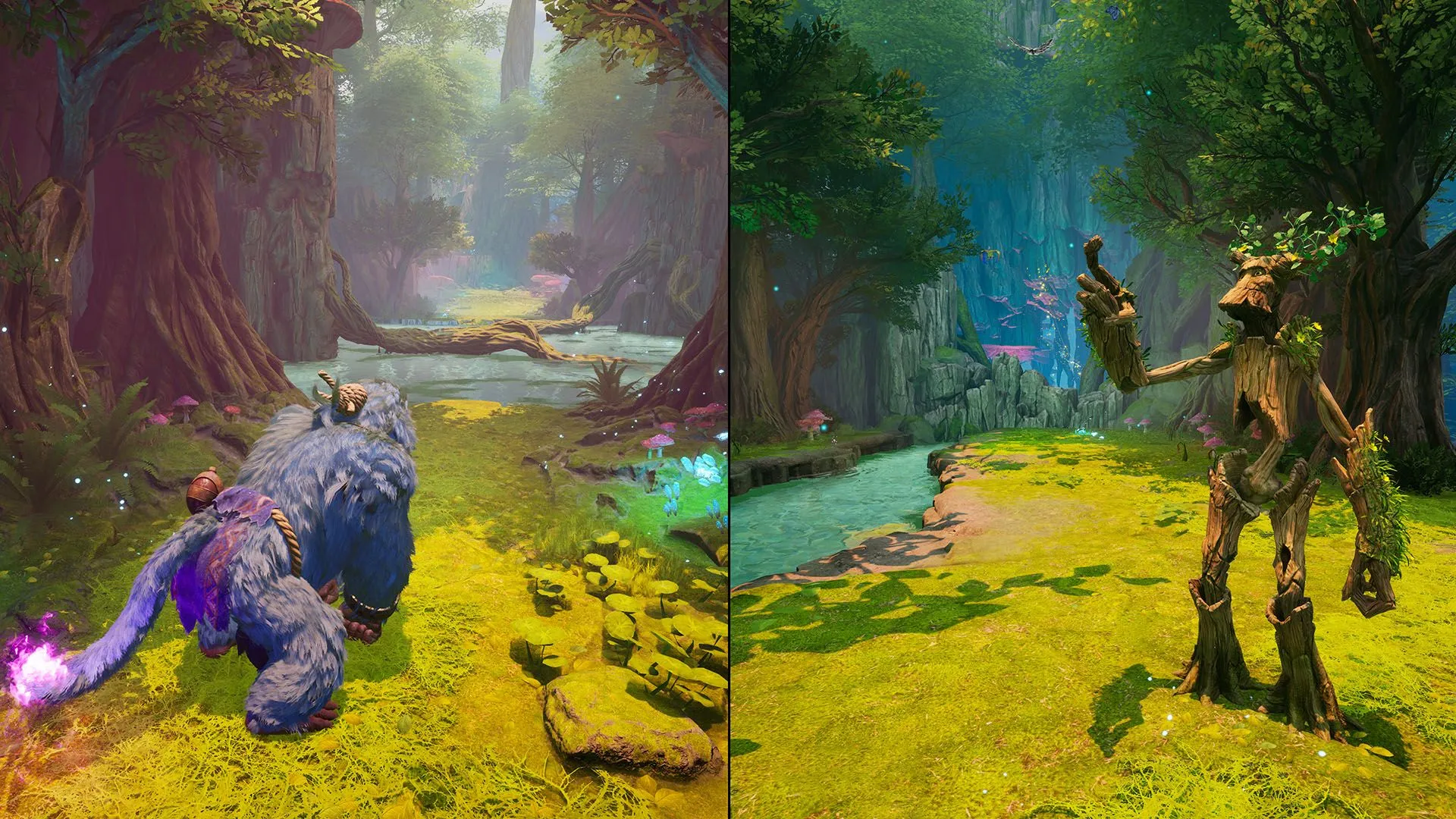 Cảnh gameplay Split Fiction với nhân vật nữ bay lượn trên không trung trong một thành phố tương lai đầy ánh sáng neon
