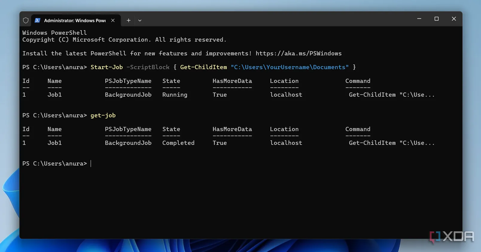 Chạy các tác vụ PowerShell ở chế độ nền với Start-PSJob