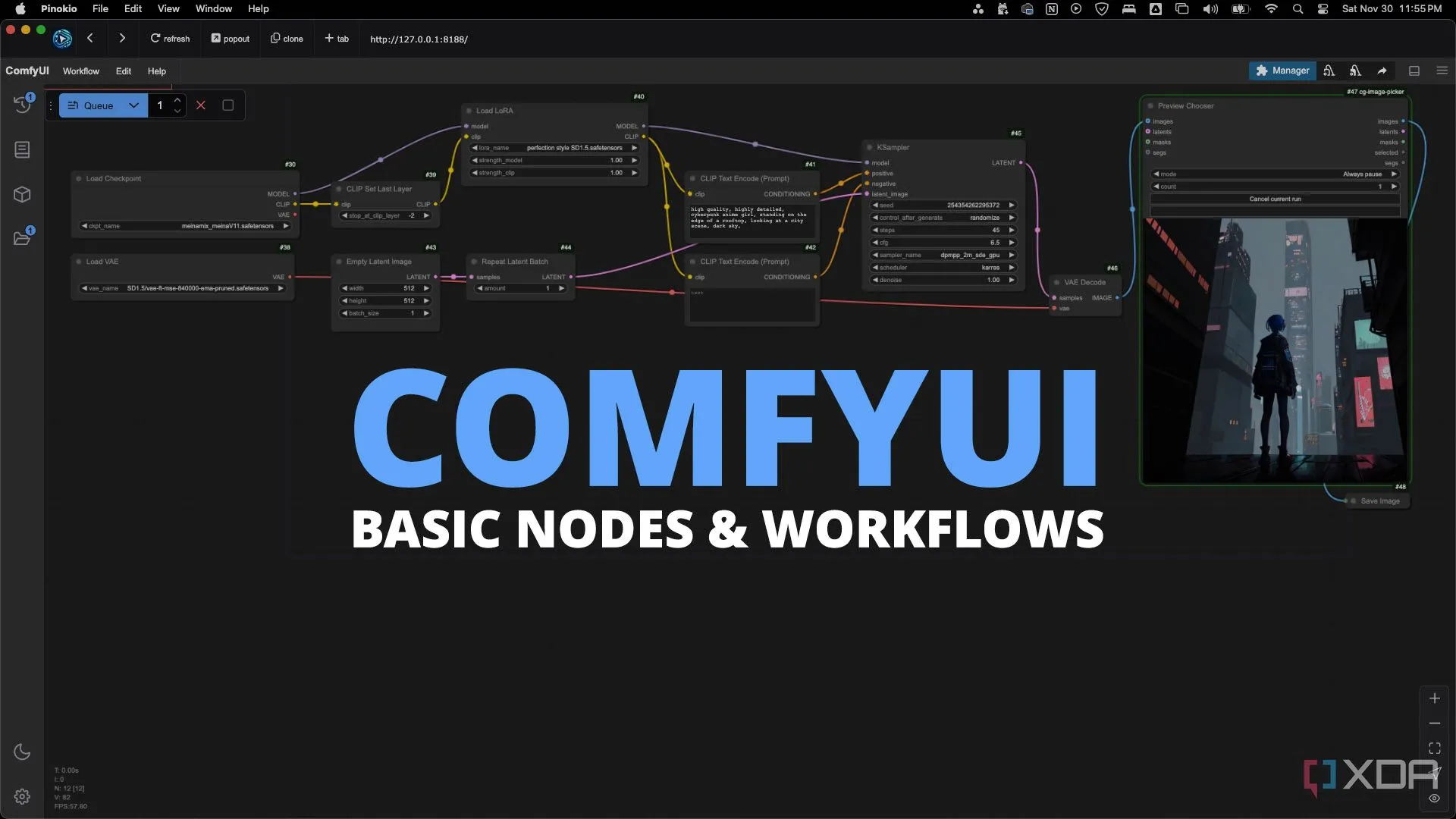 ComfyUI giao diện người dùng với các node được kết nối, biểu thị một workflow phức tạp trong AI tạo sinh.