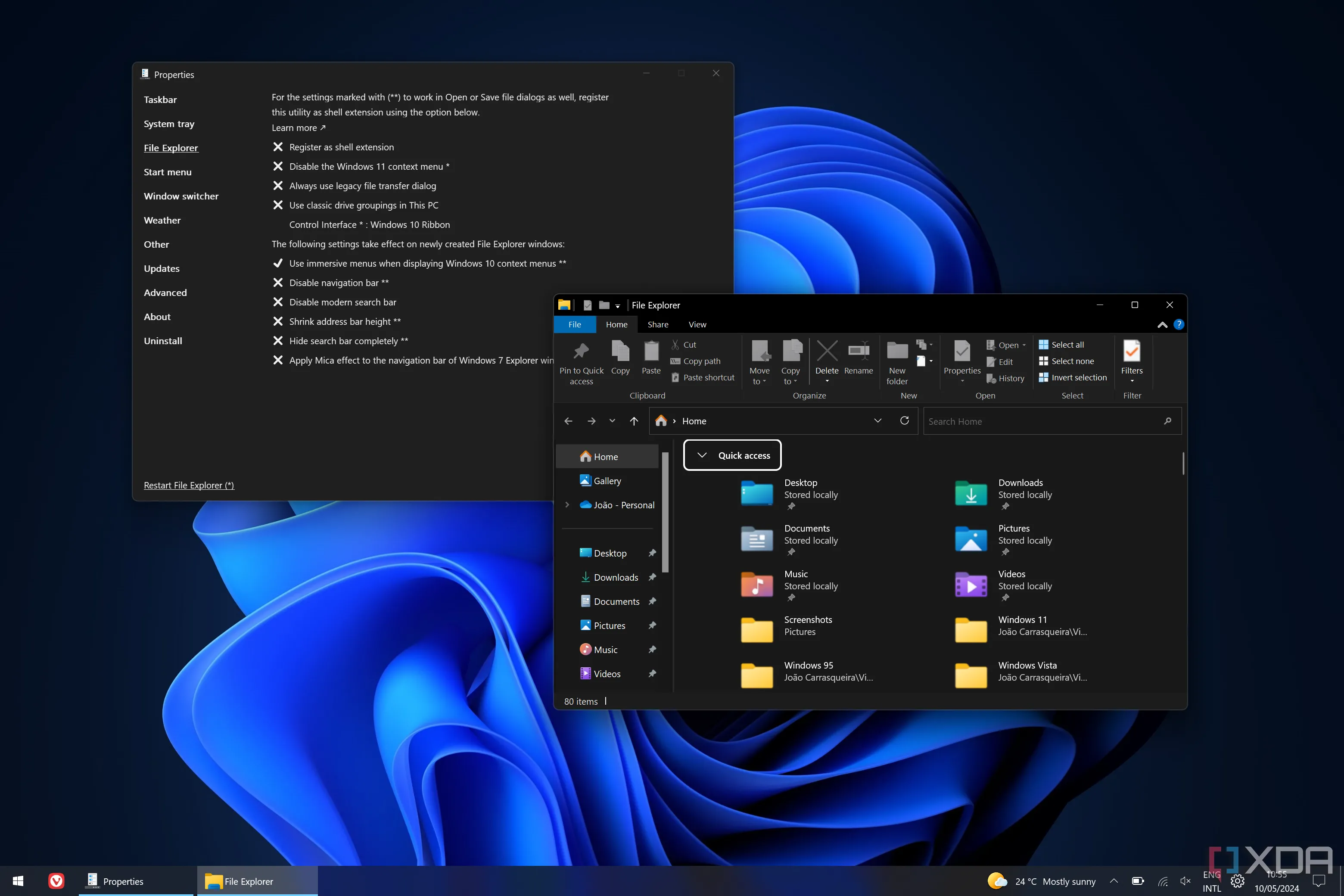 Cửa sổ File Explorer kiểu Windows 10 trên Windows 11