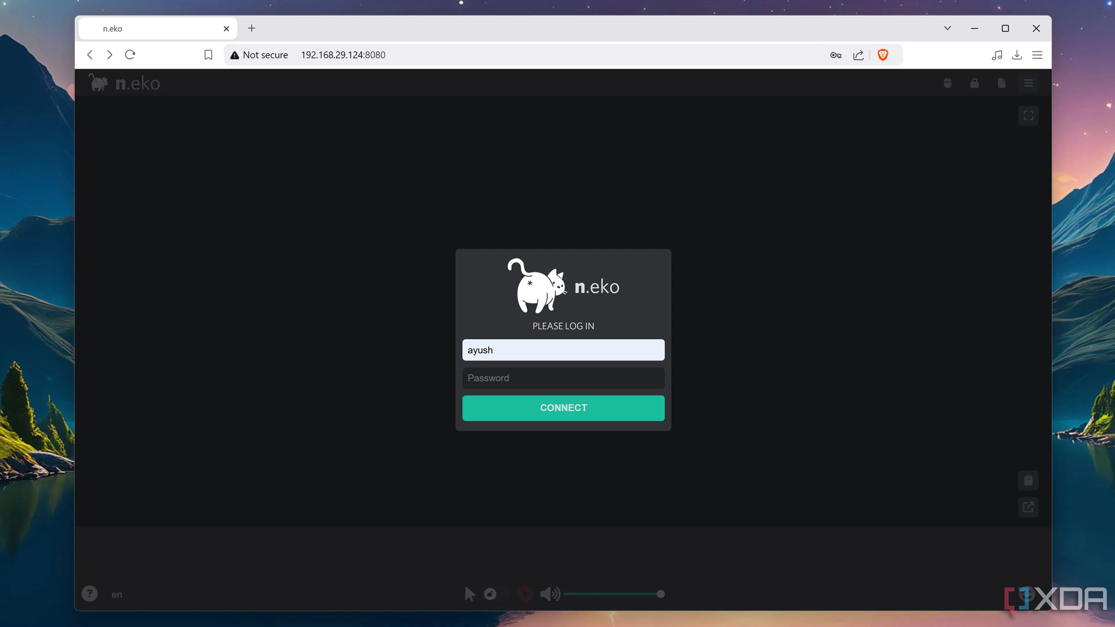Giao diện của trình duyệt tự host n.eko, một giải pháp duyệt web riêng tư trong môi trường Docker.