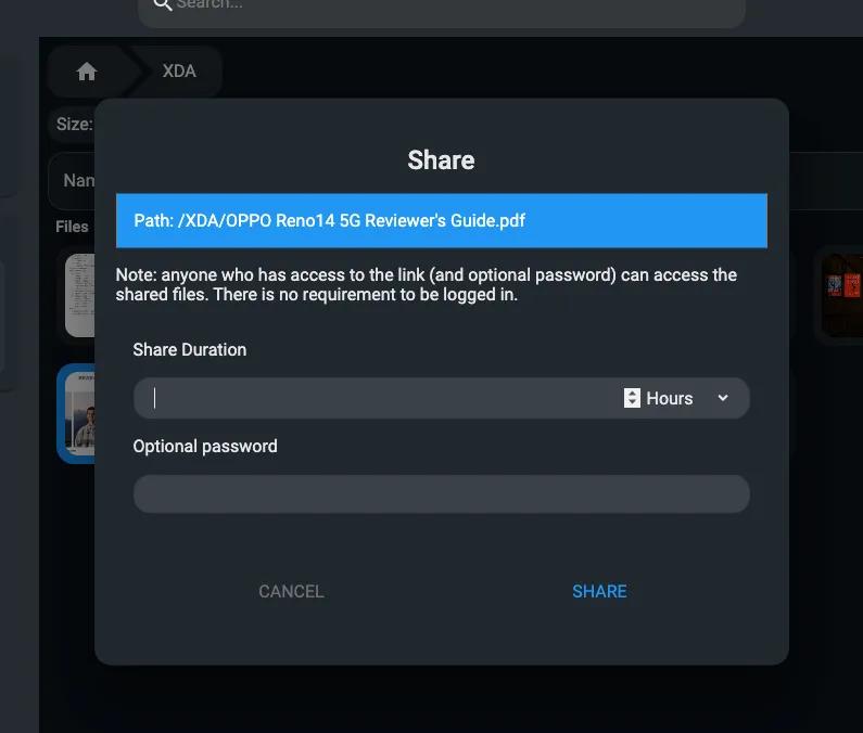 Giao diện hợp nhất và tùy chọn chia sẻ file qua liên kết trong FileBrowser Quantum