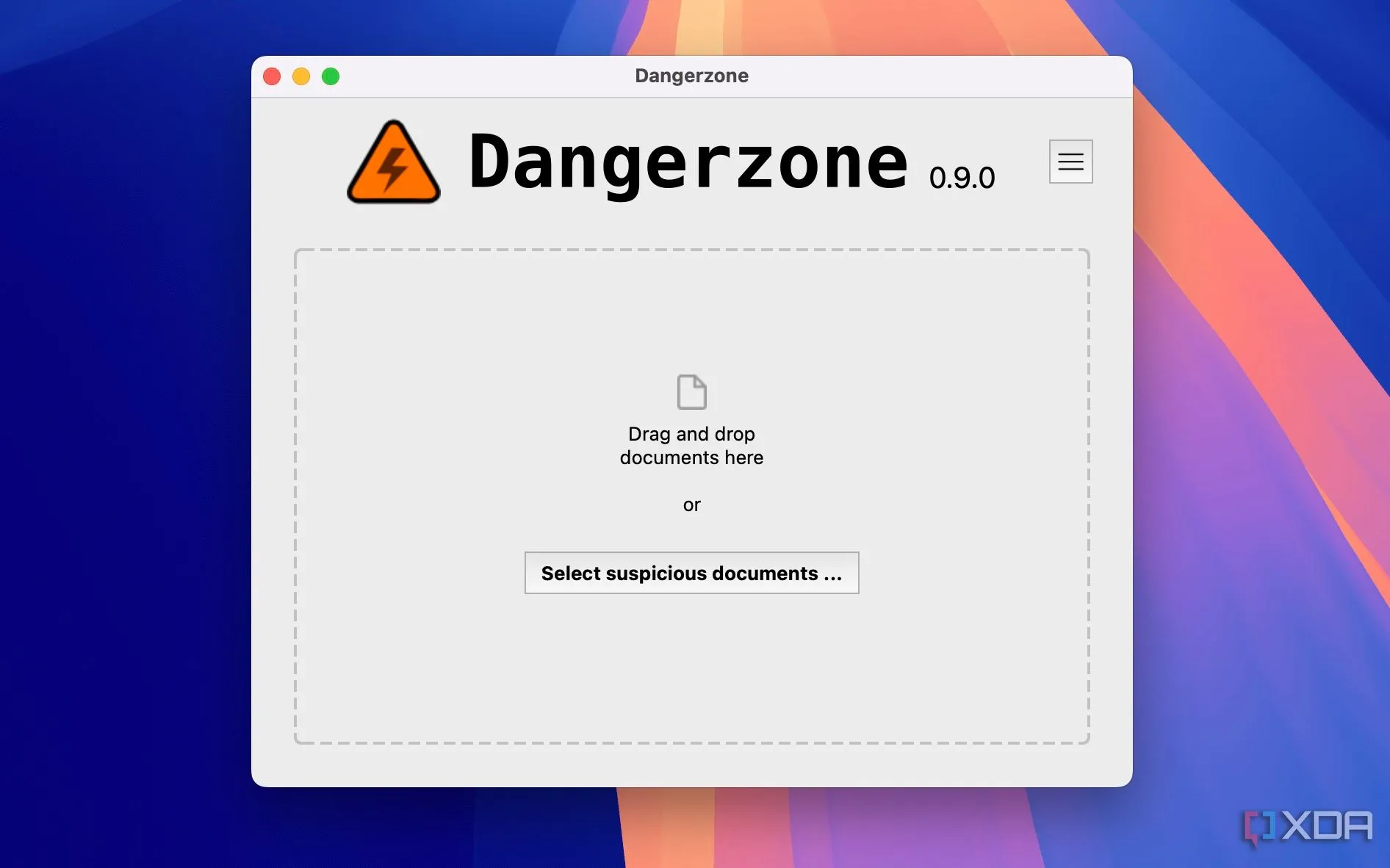 Giao diện phần mềm Dangerzone đang hoạt động, chuyển đổi tài liệu nguy hiểm thành PDF an toàn bằng Docker