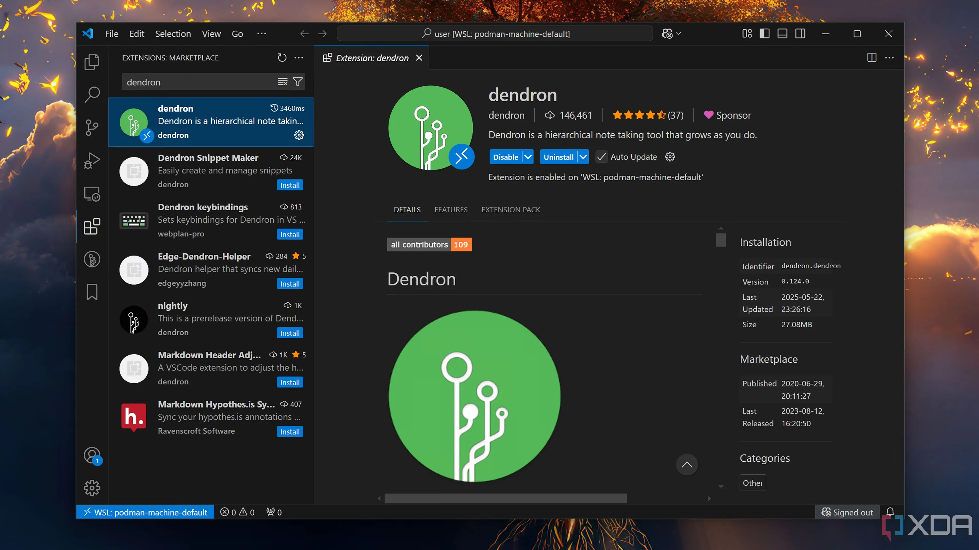 Giao diện tiện ích Dendron trong VS Code, tích hợp hệ thống quản lý ghi chú và kiến thức cá nhân (PKM).