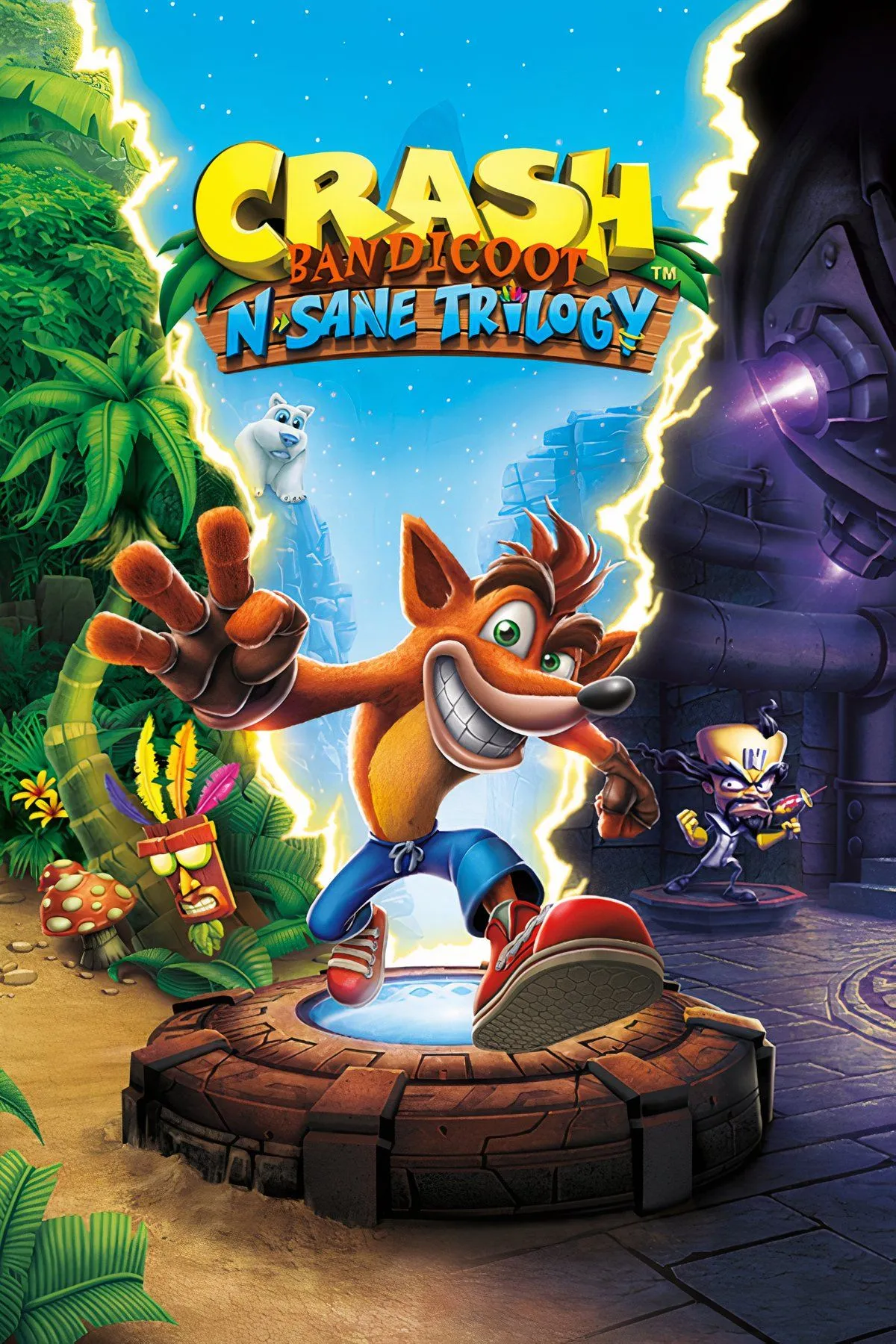 Hình ảnh Crash Bandicoot chạy nhảy trong Crash Bandicoot N. Sane Trilogy, thể hiện đồ họa HD được làm lại