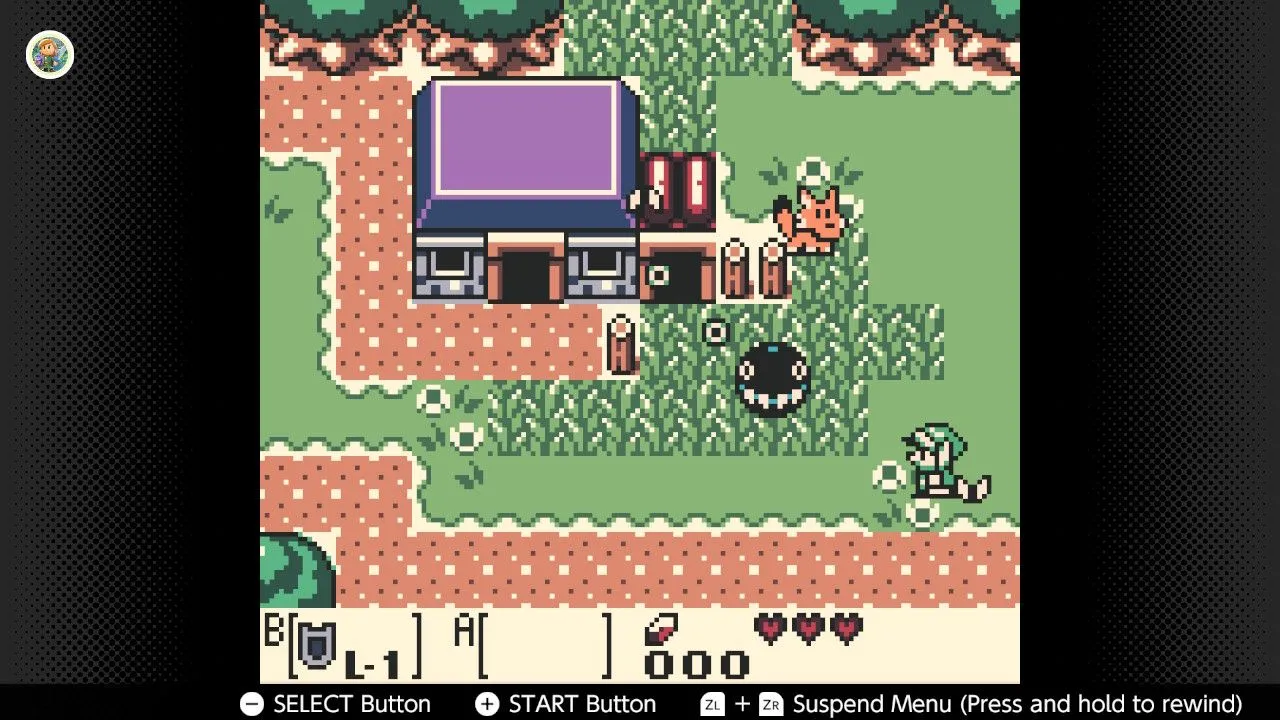 Hình ảnh gameplay The Legend of Zelda: Link's Awakening DX trên Game Boy Color, minh họa trải nghiệm Zelda di động đầu tiên