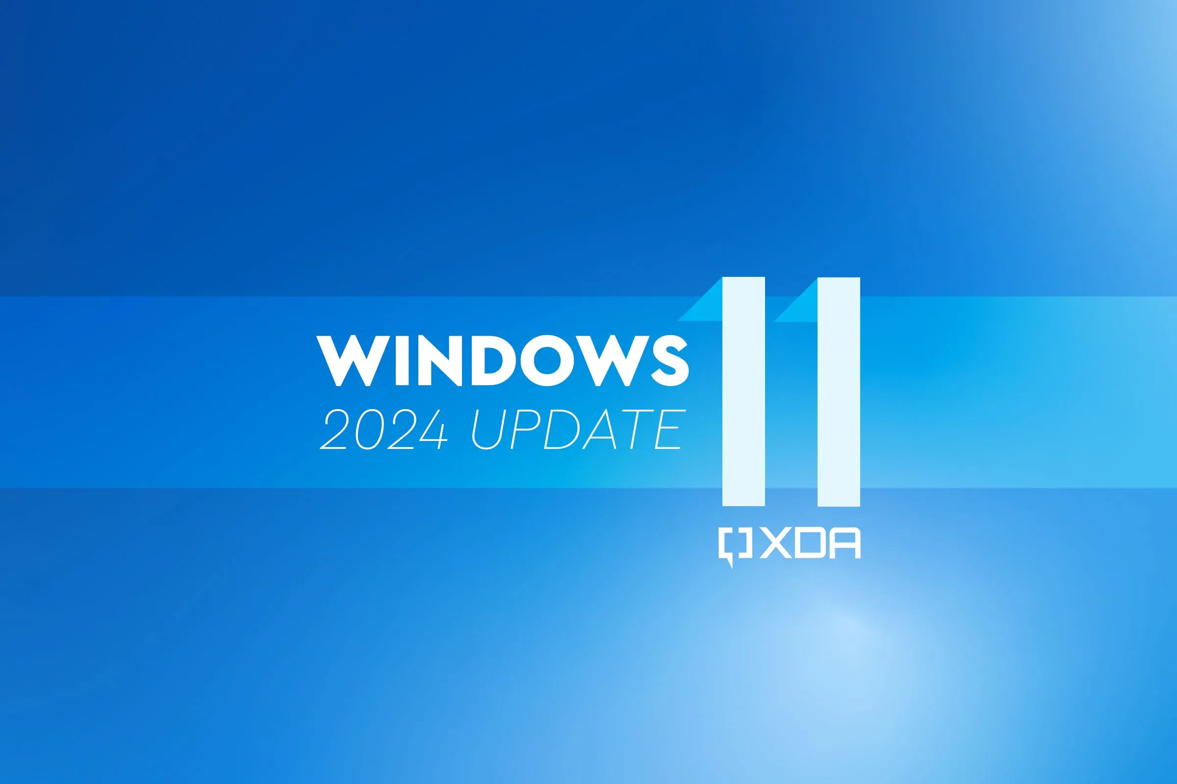 Hình ảnh hiển thị tiêu đề "Windows 11 2024 Update" trên nền xanh