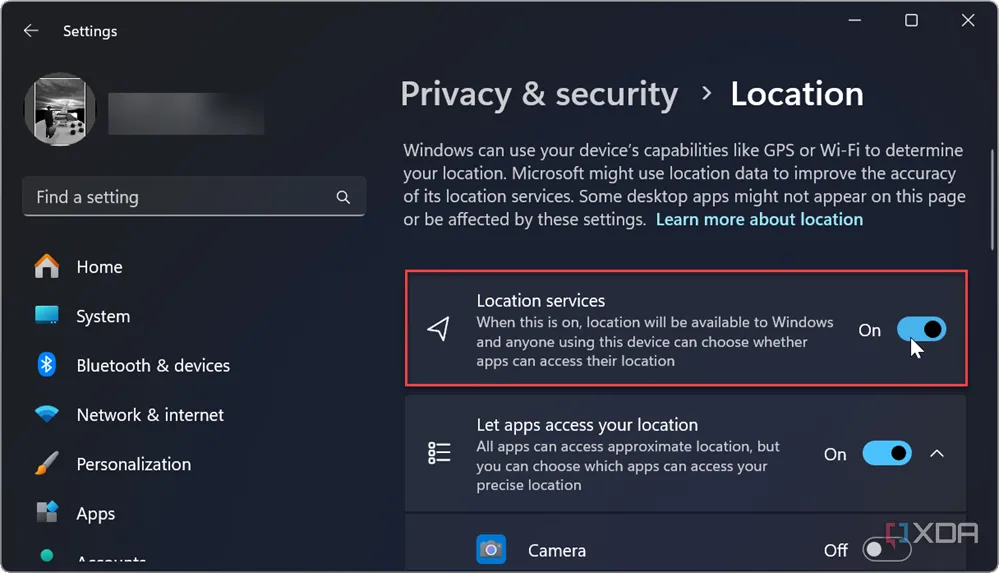 Hướng dẫn bật cài đặt dịch vụ định vị (location data) trên Windows 11