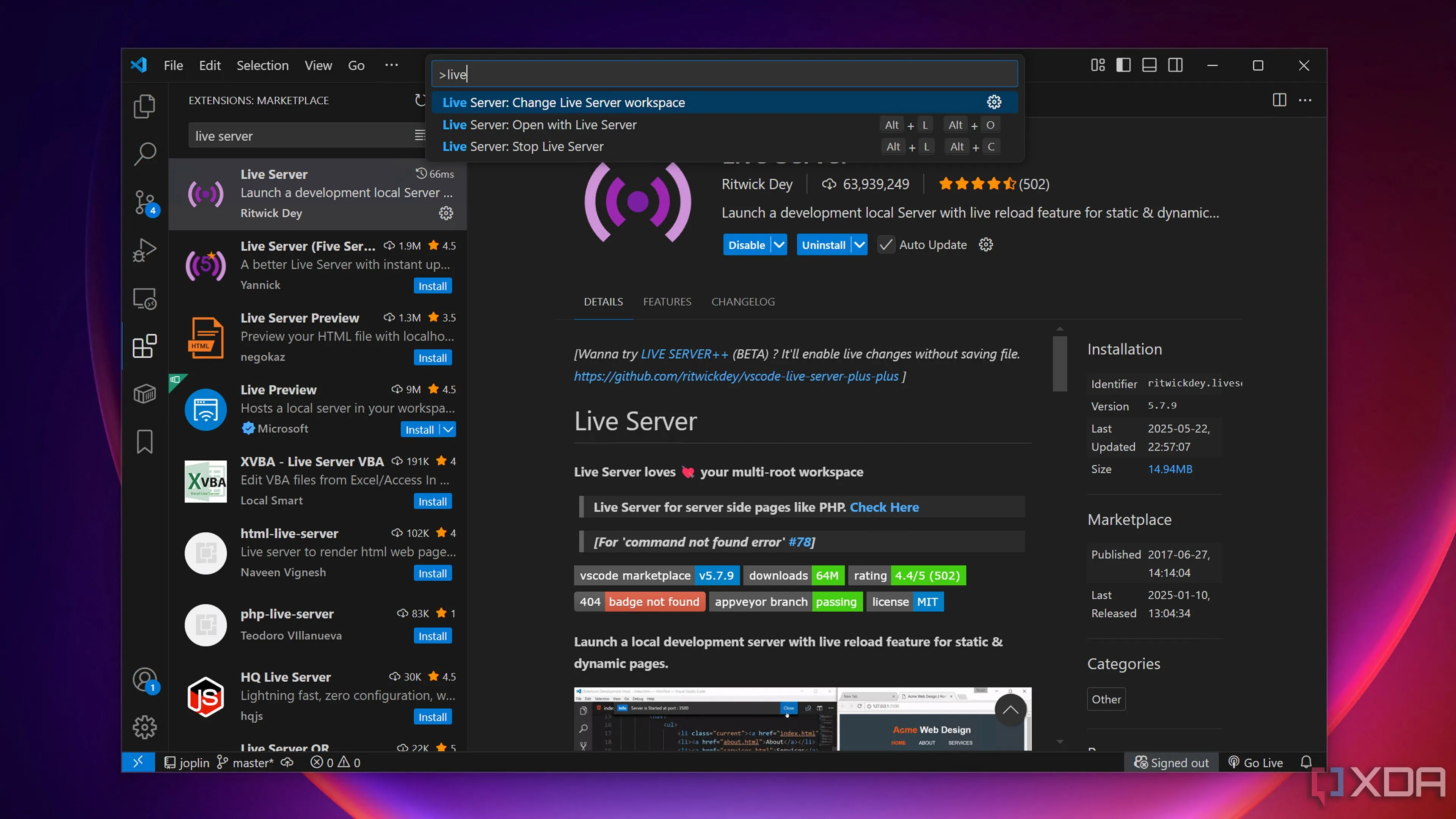 Live Server hoạt động trong VS Code, tự động làm mới trang web khi mã HTML/CSS được chỉnh sửa, tối ưu cho phát triển web.