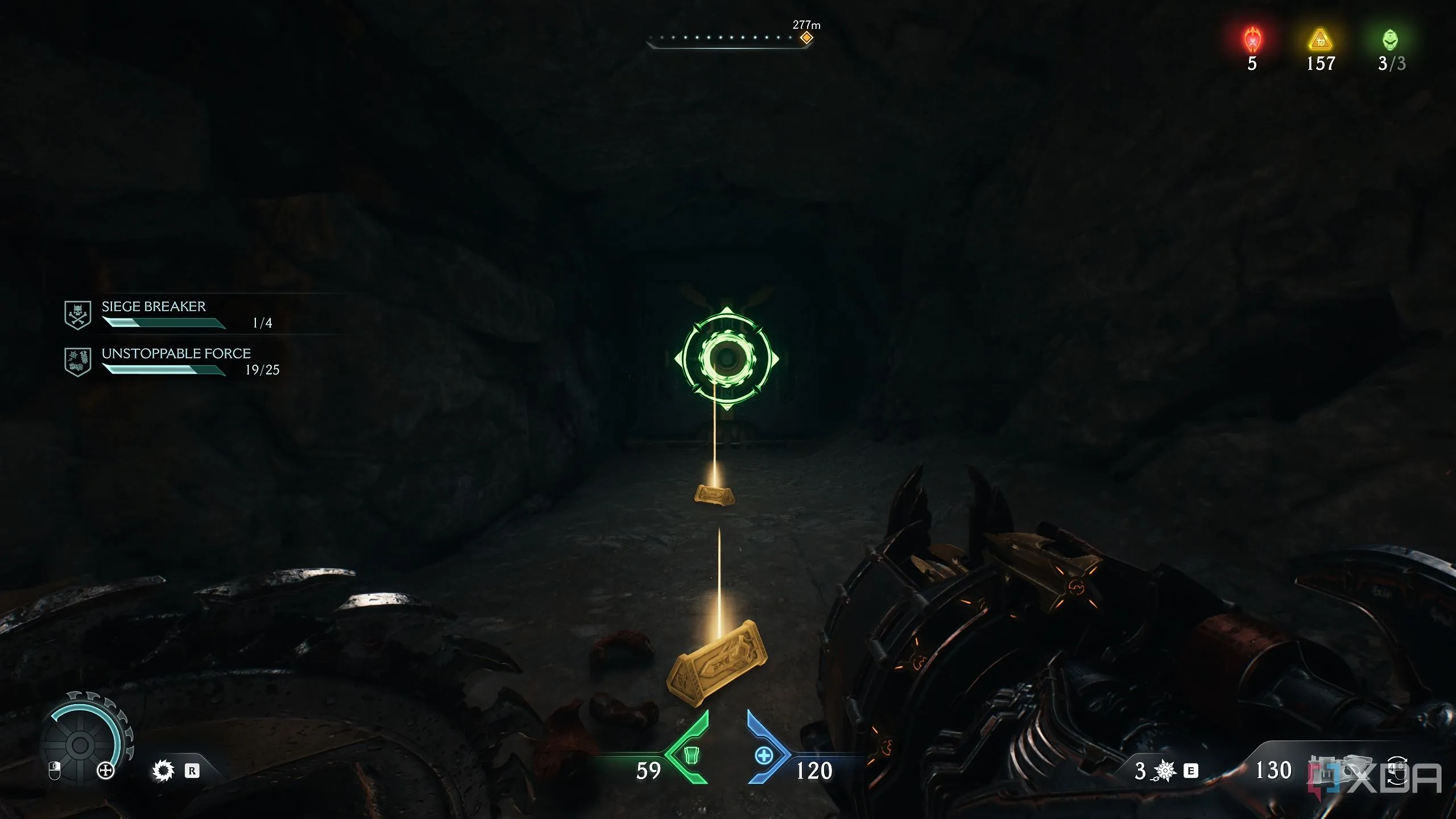 Một chiếc hộp có biểu tượng Shield Charge, cần được đẩy thẳng hàng trong khu vực bí mật 3.