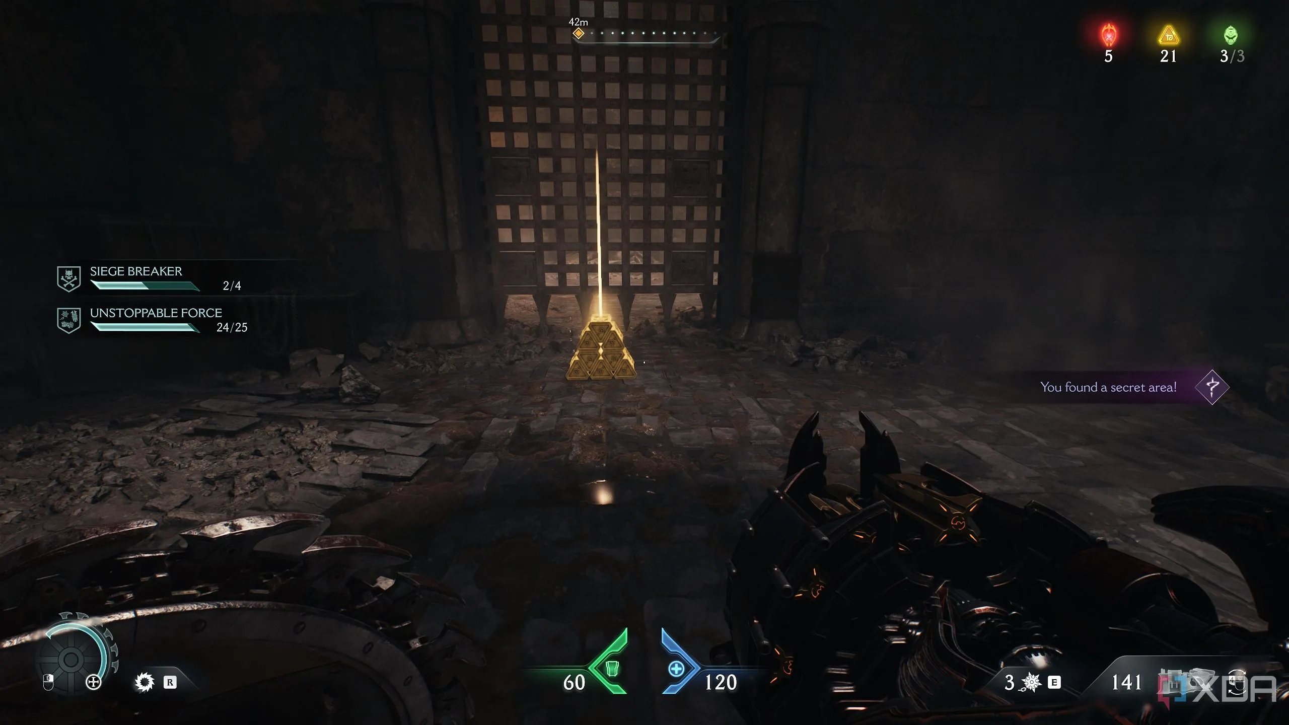 Một chồng vàng trong khu vực bí mật 4 của Doom The Dark Ages.