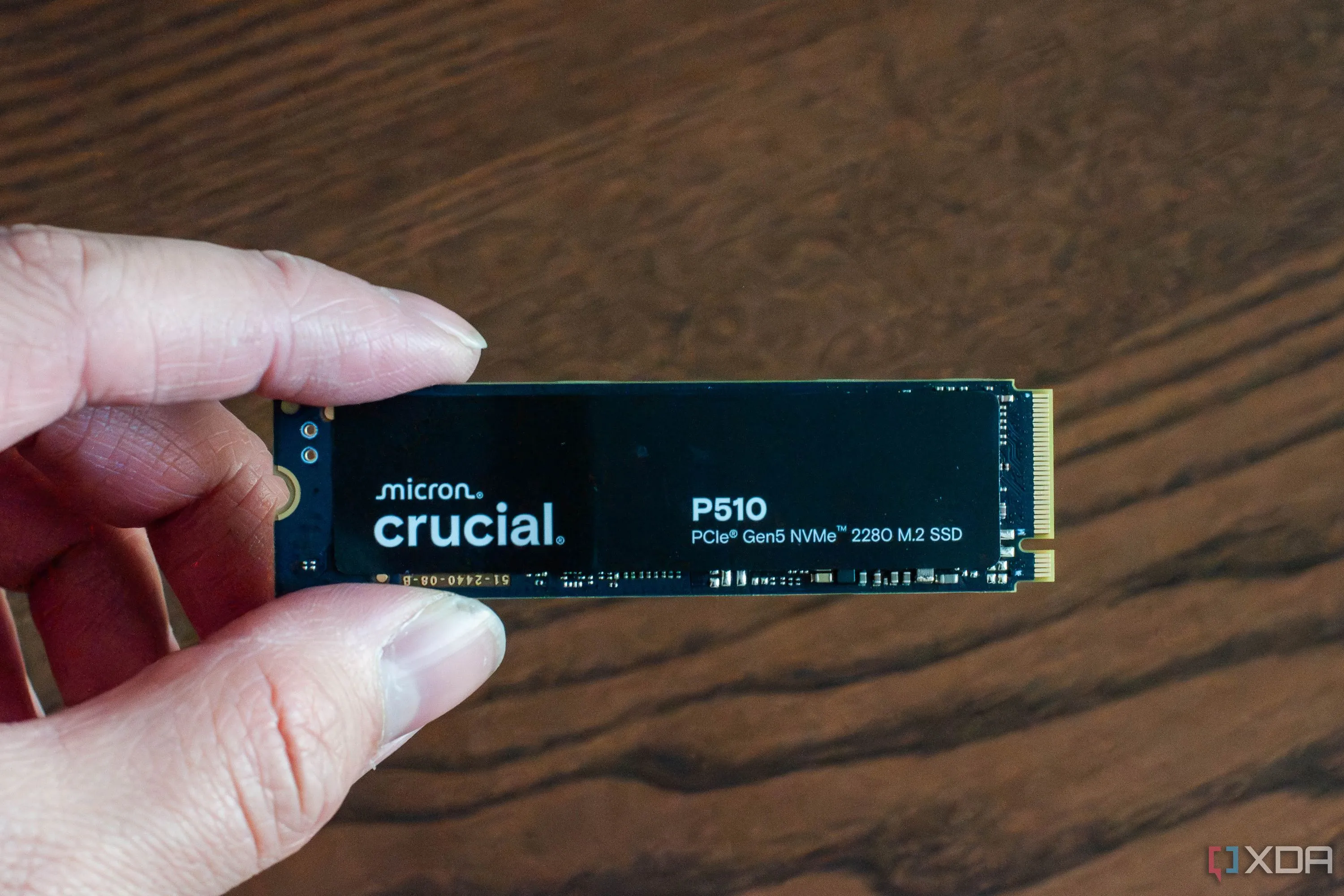 Người dùng cầm trên tay ổ cứng SSD Crucial P510 M.2 NVMe PCIe Gen 5