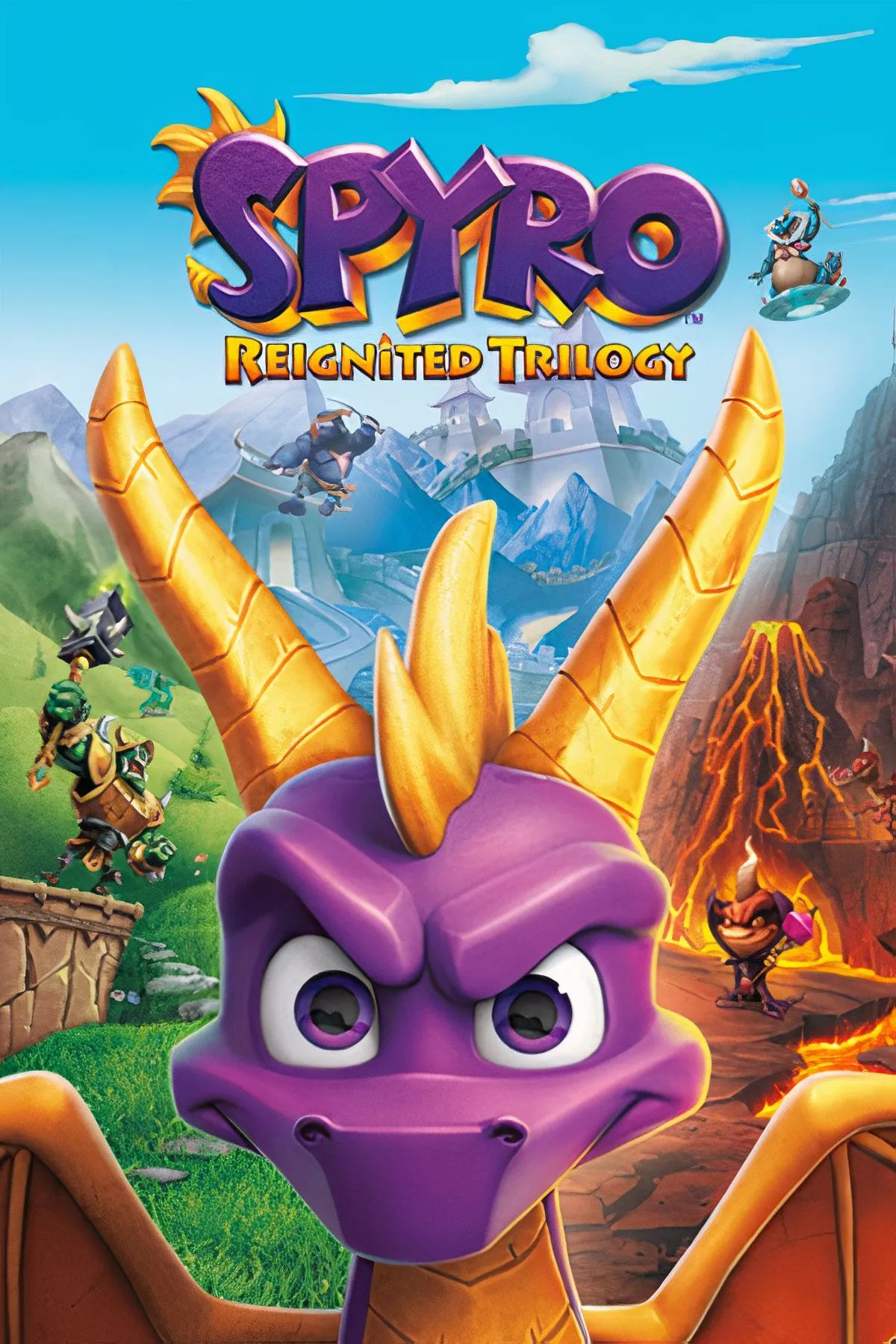 Rồng Spyro bay lượn trong không gian đầy màu sắc của Spyro Reignited Trilogy, thể hiện đồ họa remaster sống động