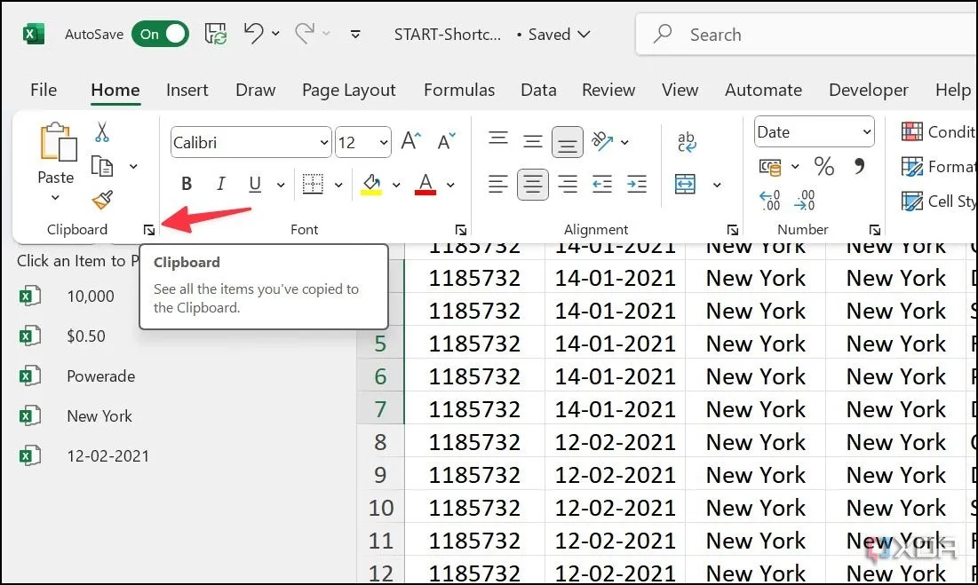 Sử dụng tính năng Clipboard trong Excel để sao chép nhiều mục cùng lúc
