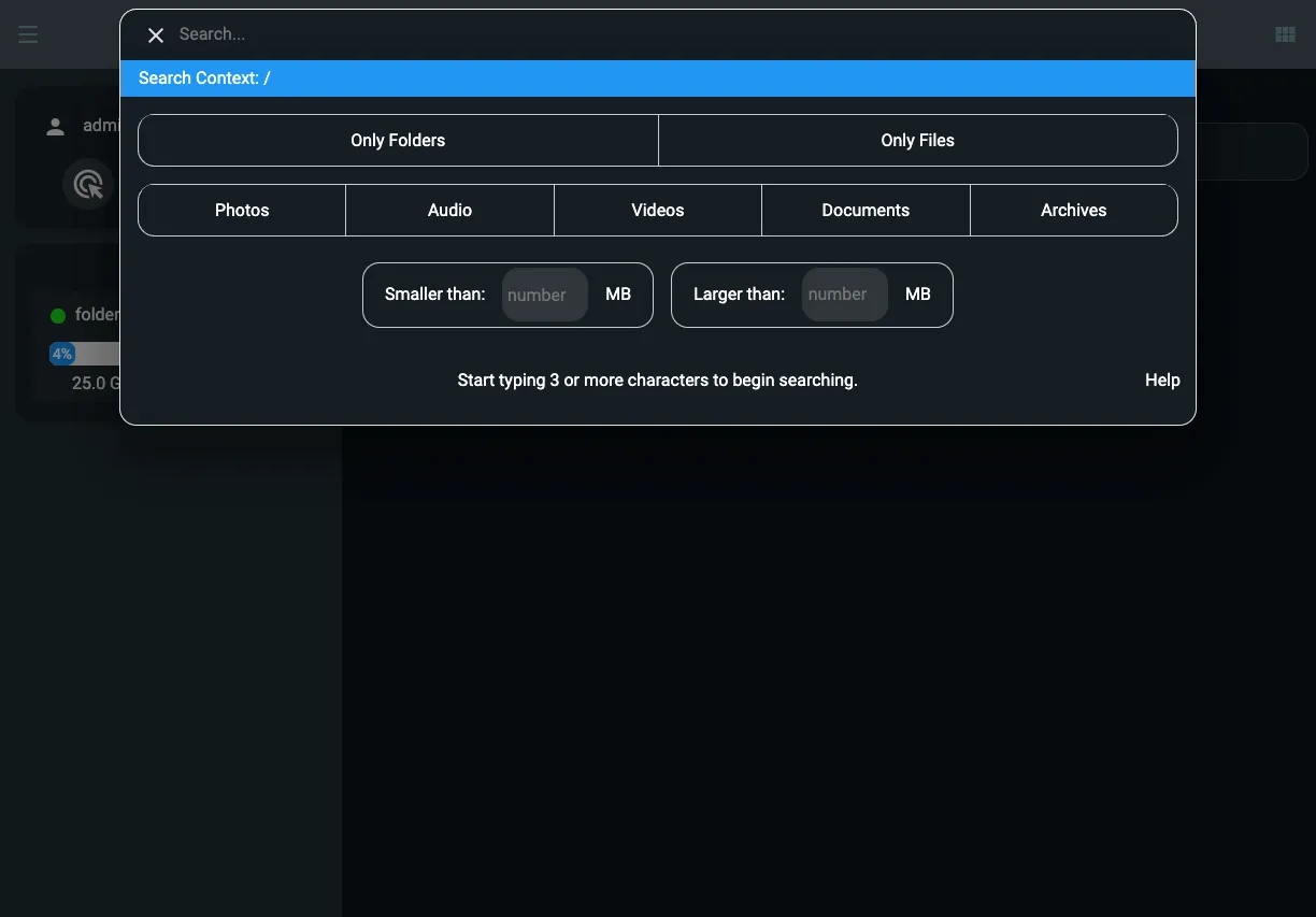 Tìm kiếm tệp nhanh chóng và lọc theo nhiều tiêu chí trong FileBrowser Quantum