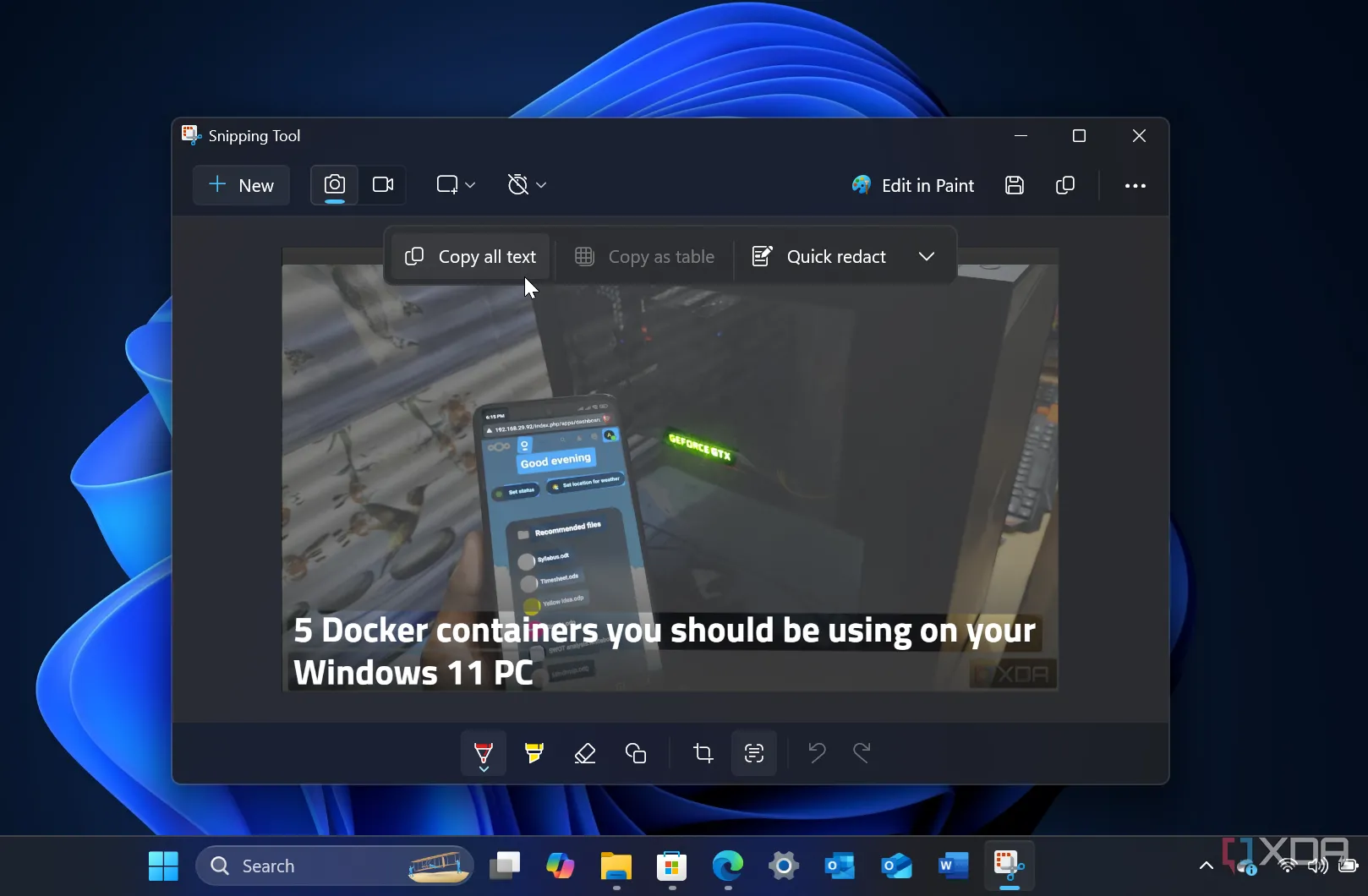 Tính năng nhận dạng văn bản OCR của Snipping Tool trên Windows 11 giúp sao chép chữ từ hình ảnh