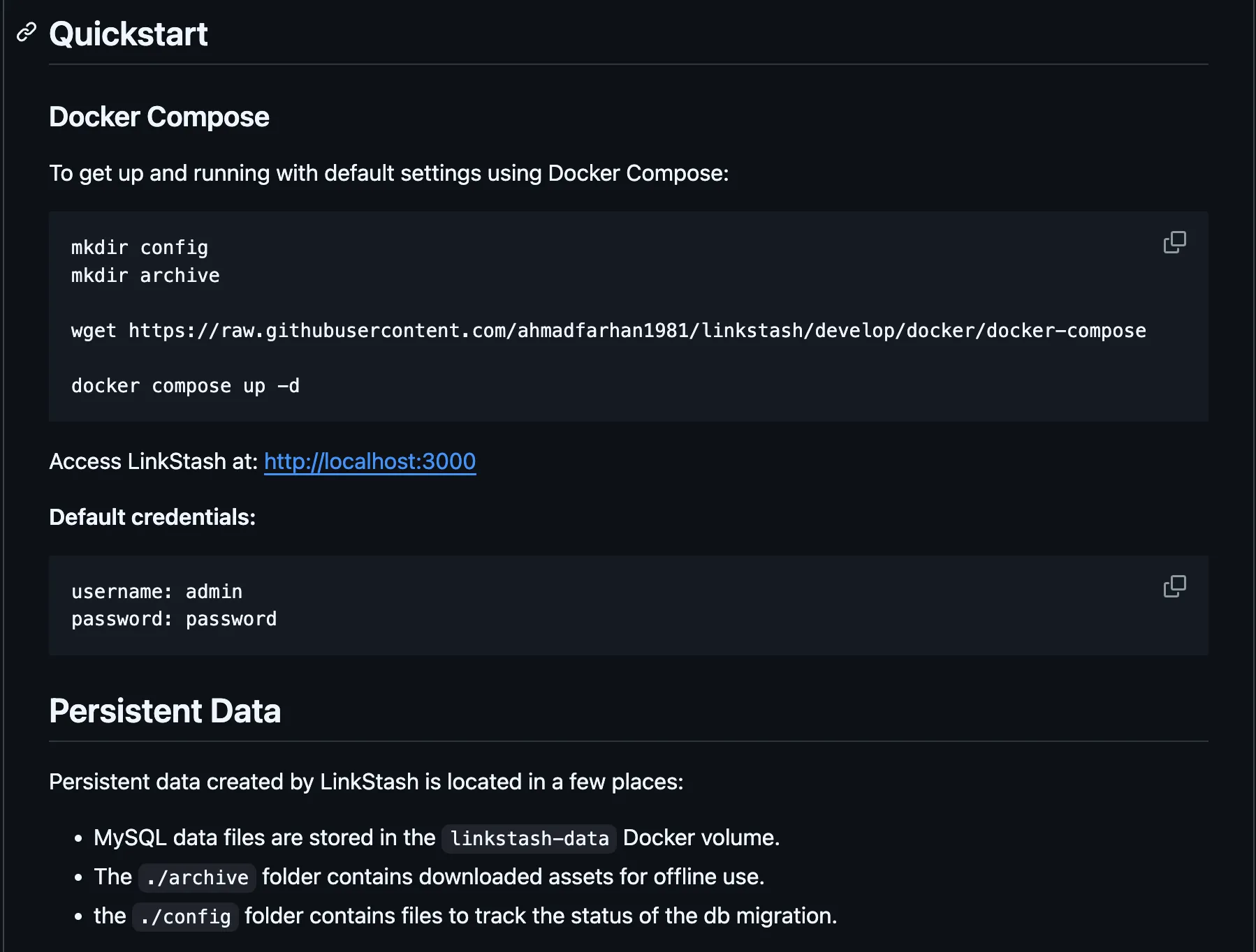 Trang GitHub của LinkStash thể hiện mã nguồn mở và khả năng tự lưu trữ
