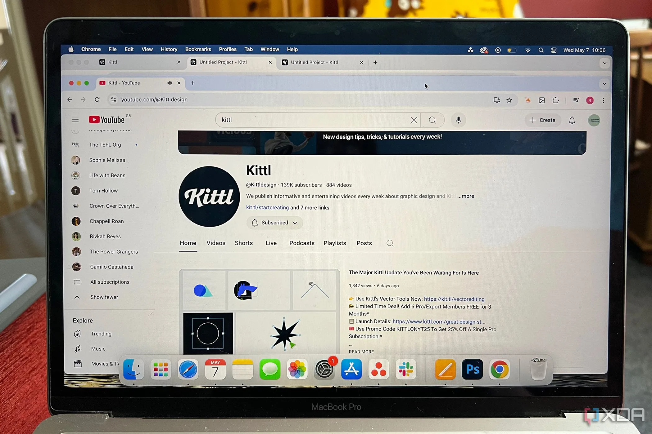 Trang YouTube chính thức của Kittl, nơi chia sẻ hướng dẫn và video truyền cảm hứng cho cộng đồng thiết kế.