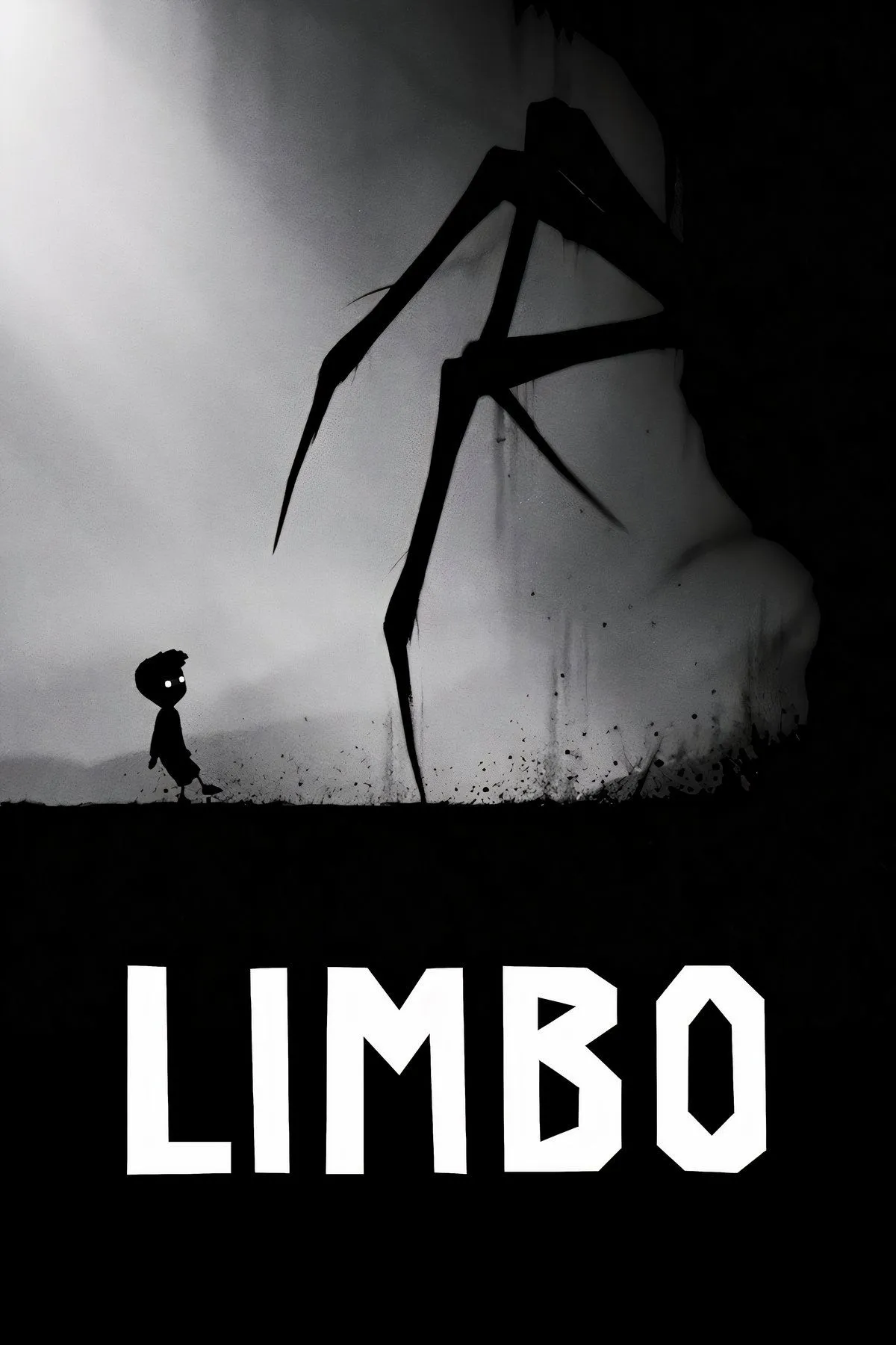 Ảnh bìa game Limbo với cậu bé đứng trong khu rừng u ám, tạo không khí kinh dị tâm lý.