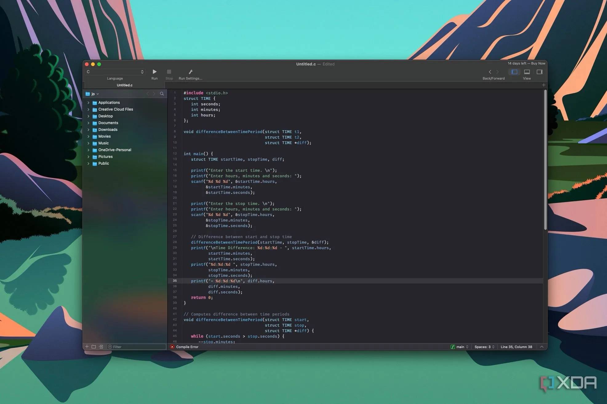 Ảnh chụp màn hình CodeRunner trên macOS Sequoia, minh họa việc tự động hóa tác vụ bằng PowerShell