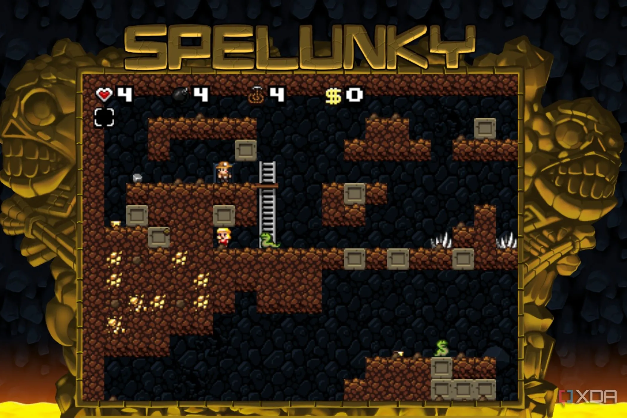 Ảnh chụp màn hình game Spelunky phiên bản gốc, một game platformer cổ điển