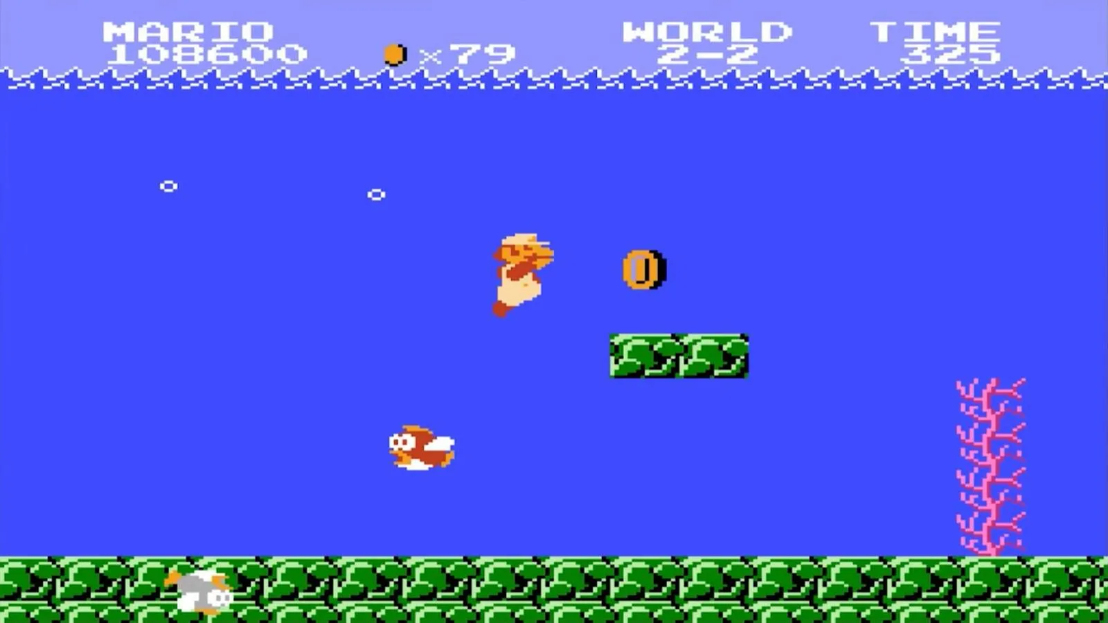 Ảnh chụp màn hình game Super Mario Bros. trên NES - Một tựa game platformer kinh điển