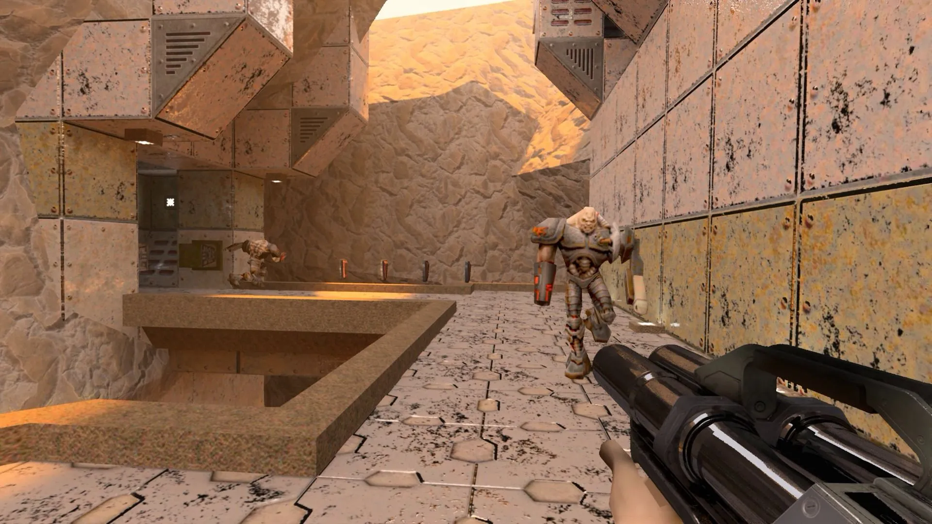 Ảnh chụp màn hình Quake II RTX với đồ họa nâng cao