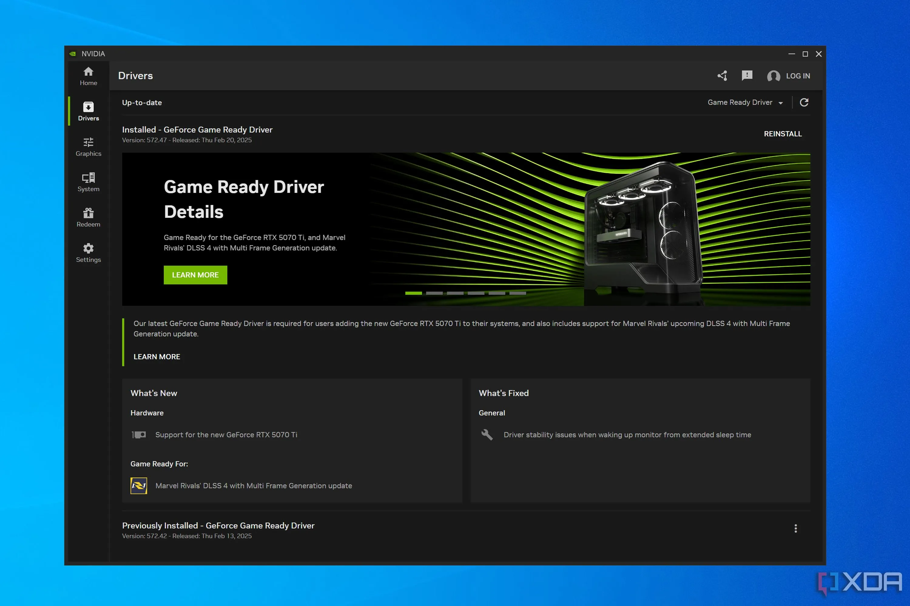 Ảnh chụp màn hình trang trình điều khiển ứng dụng Nvidia