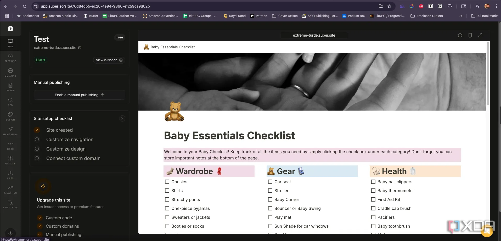 Ảnh chụp màn hình trang web được tạo từ tích hợp Notion và Super.so, hiển thị giao diện chuyên nghiệp và tùy chỉnh