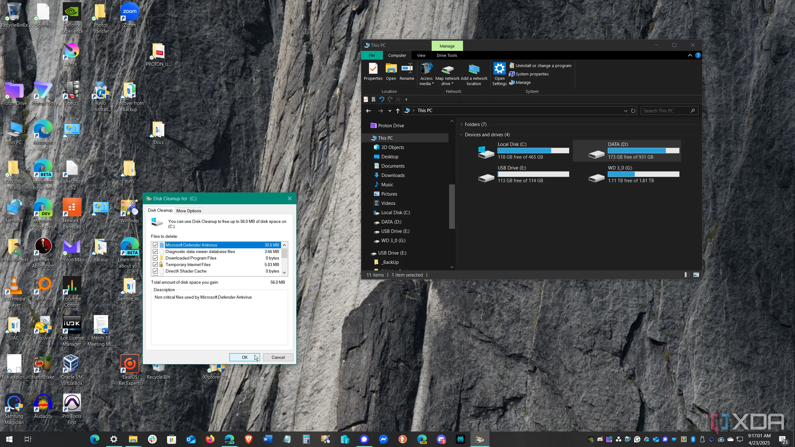 Ảnh minh họa công cụ Disk Cleanup đang chạy để dọn dẹp tệp rác trên hệ điều hành Windows 10