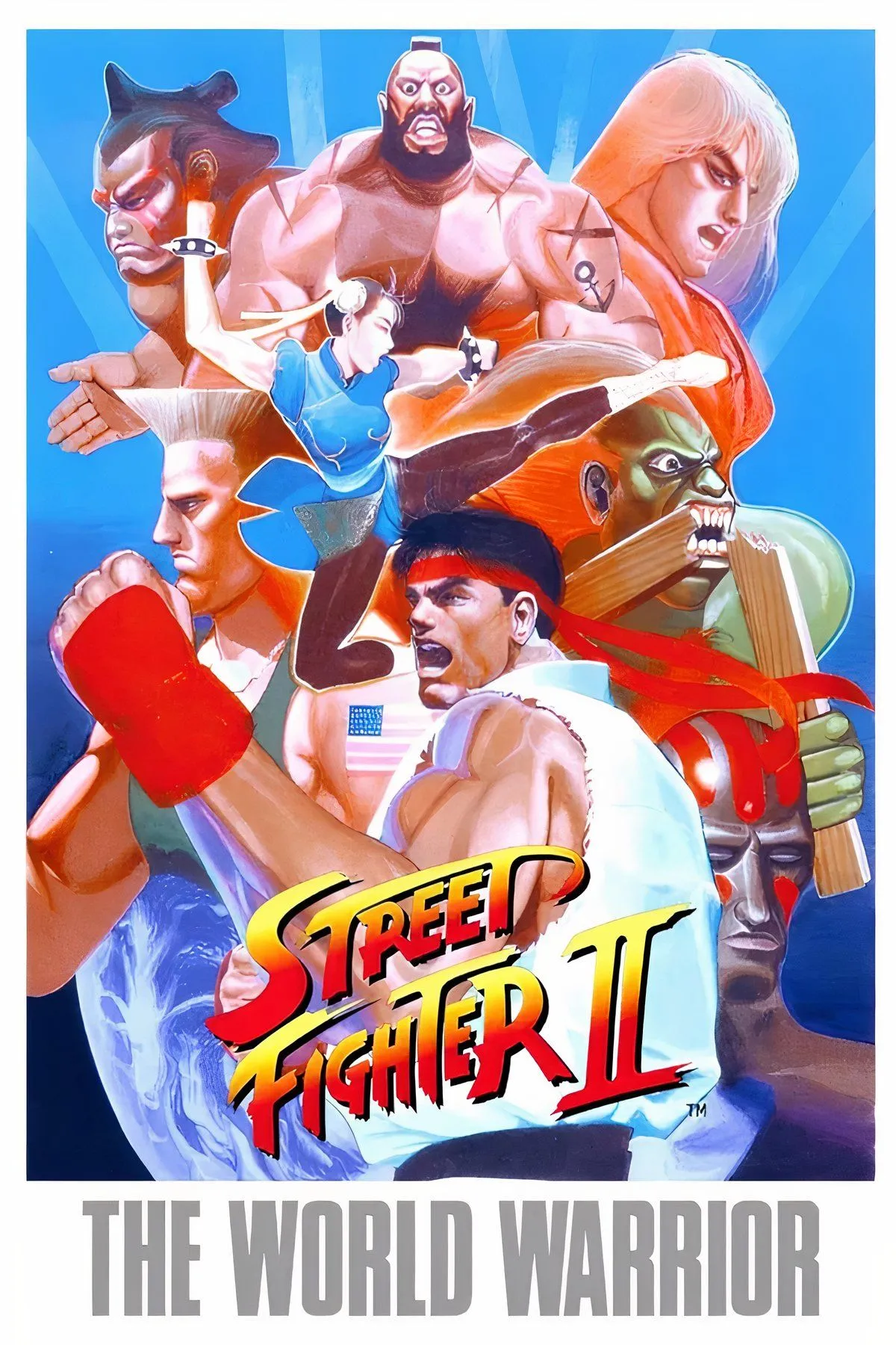 Ảnh tổng hợp các nhân vật và cảnh chiến đấu trong Street Fighter II, tựa game đối kháng huyền thoại của SNES