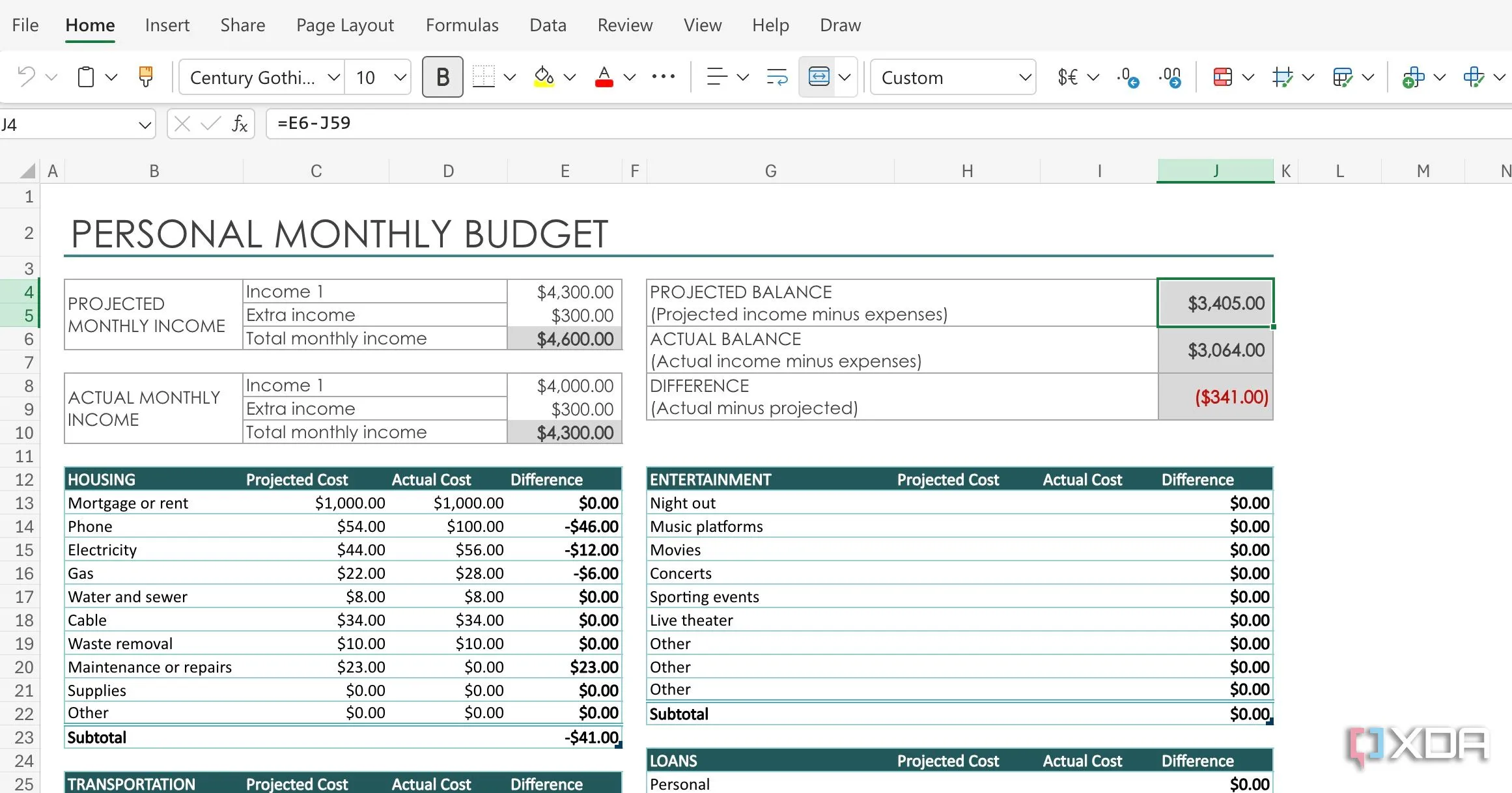 Áp dụng các công thức Excel như SUMIF để tự động hóa tính toán ngân sách