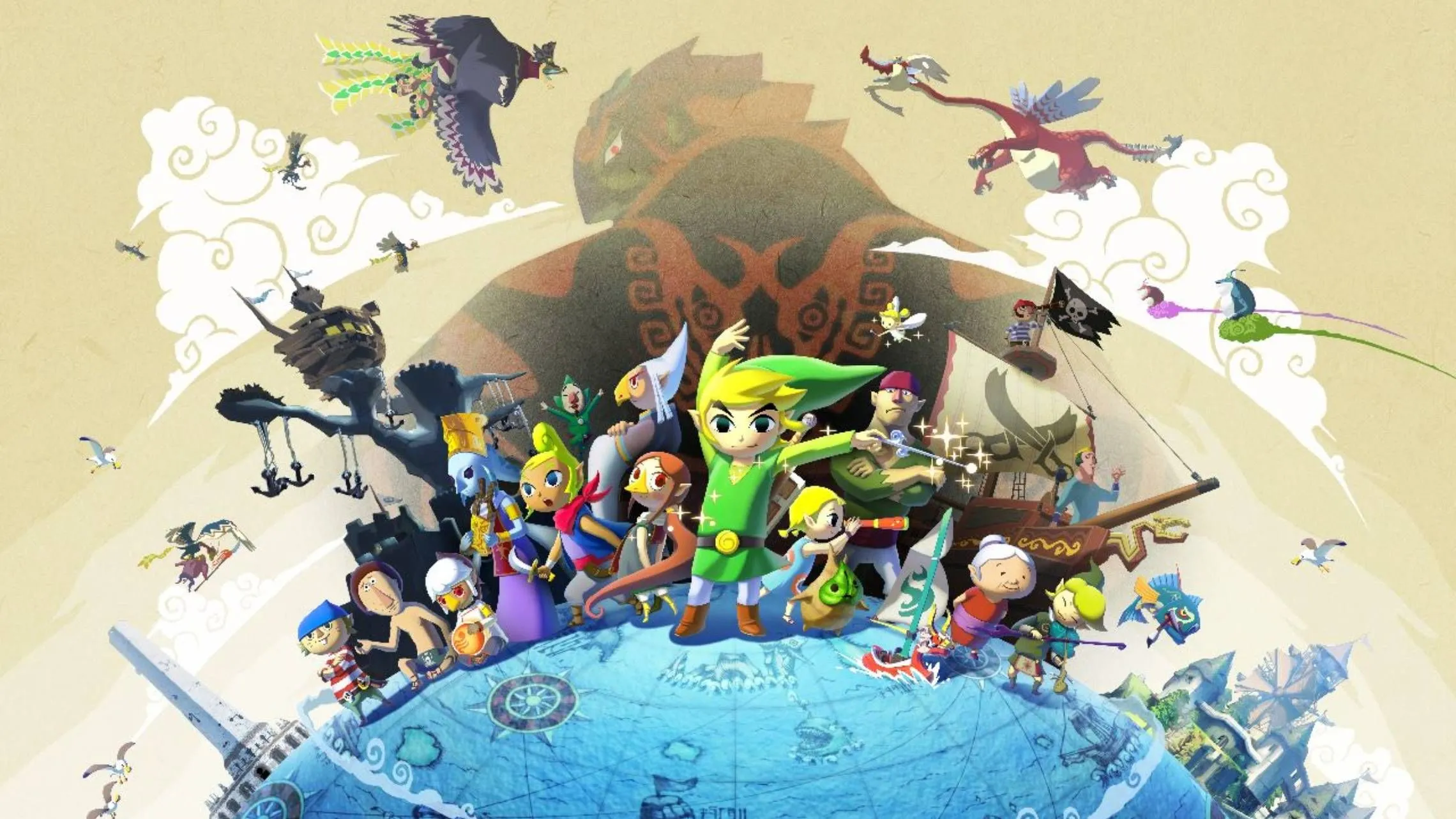 Artwork chính thức của Link và các nhân vật trong The Legend of Zelda: The Wind Waker, game có lỗi speedrun được tối ưu trên Switch 2.