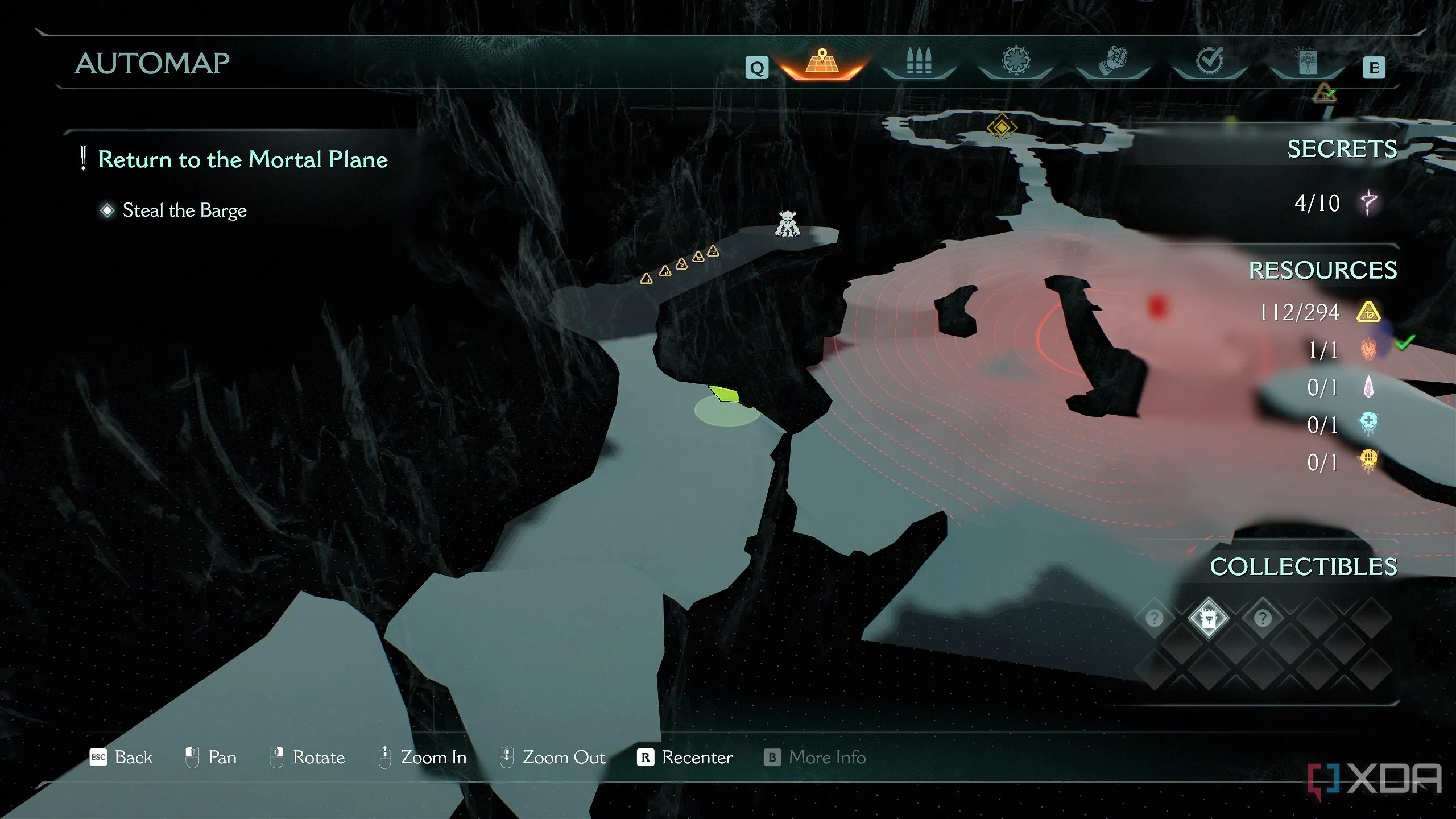 Bản đồ 3D Automap trong Doom: The Dark Ages hiển thị vị trí cửa khóa xanh.